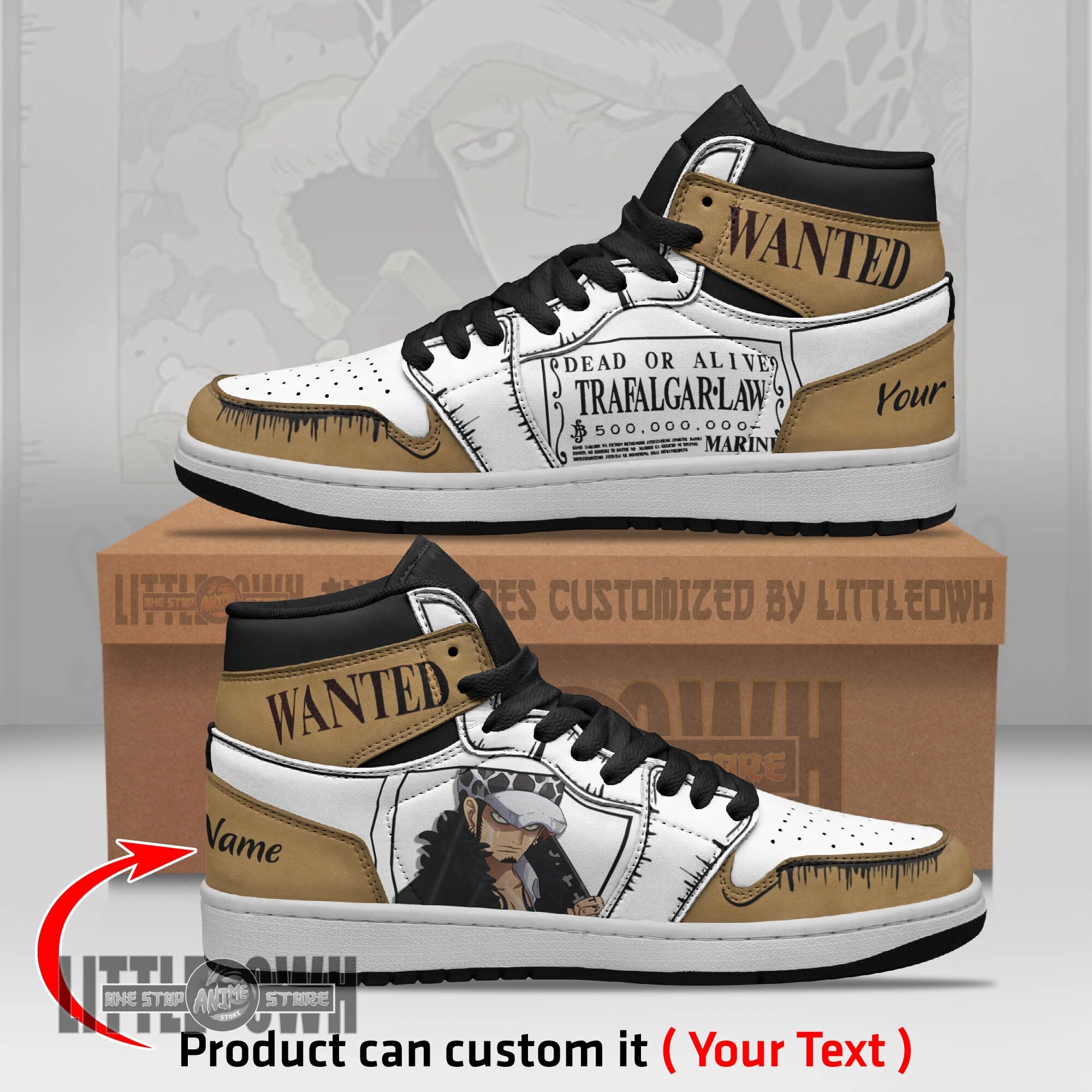 Ideafootwear Trafalgar Law AJ1 High Sneakers Shoes For Men And Women
