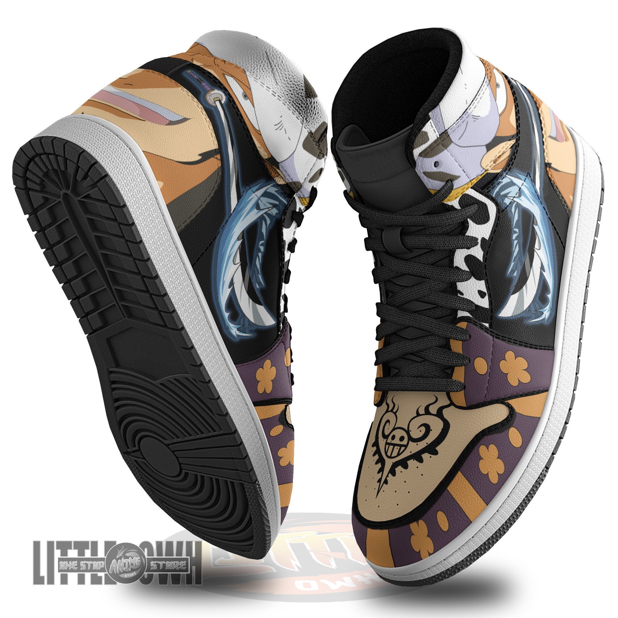 Ideafootwear Trafalgar Law Wano AJ1 High Sneakers Shoes For Men And Women