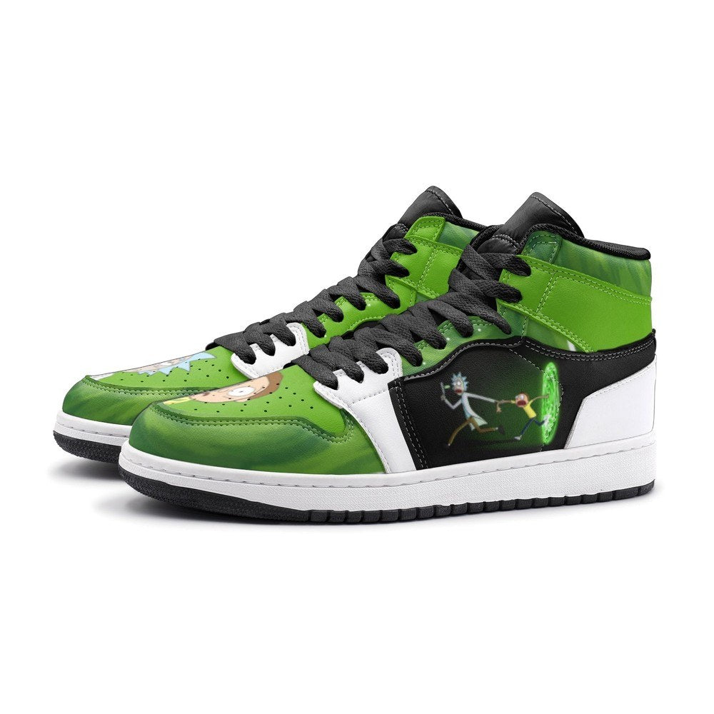 Ideafootwear Travel Time Rick And Morty AJ1 High Sneakers Shoes For Men And Women