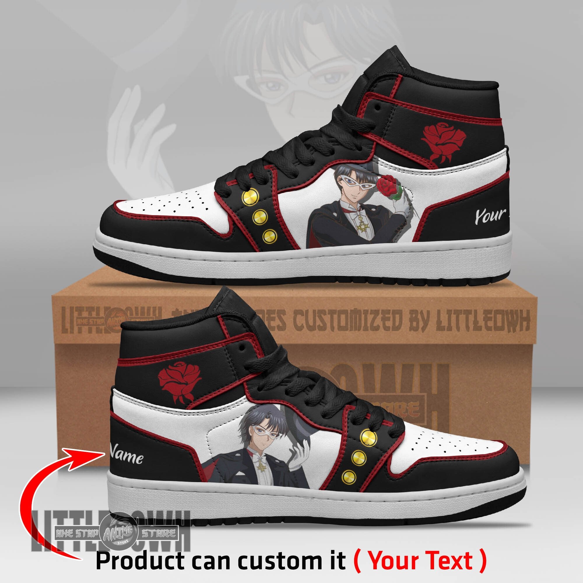 Ideafootwear Tuxedo Mask AJ1 High Sneakers Shoes For Men And Women