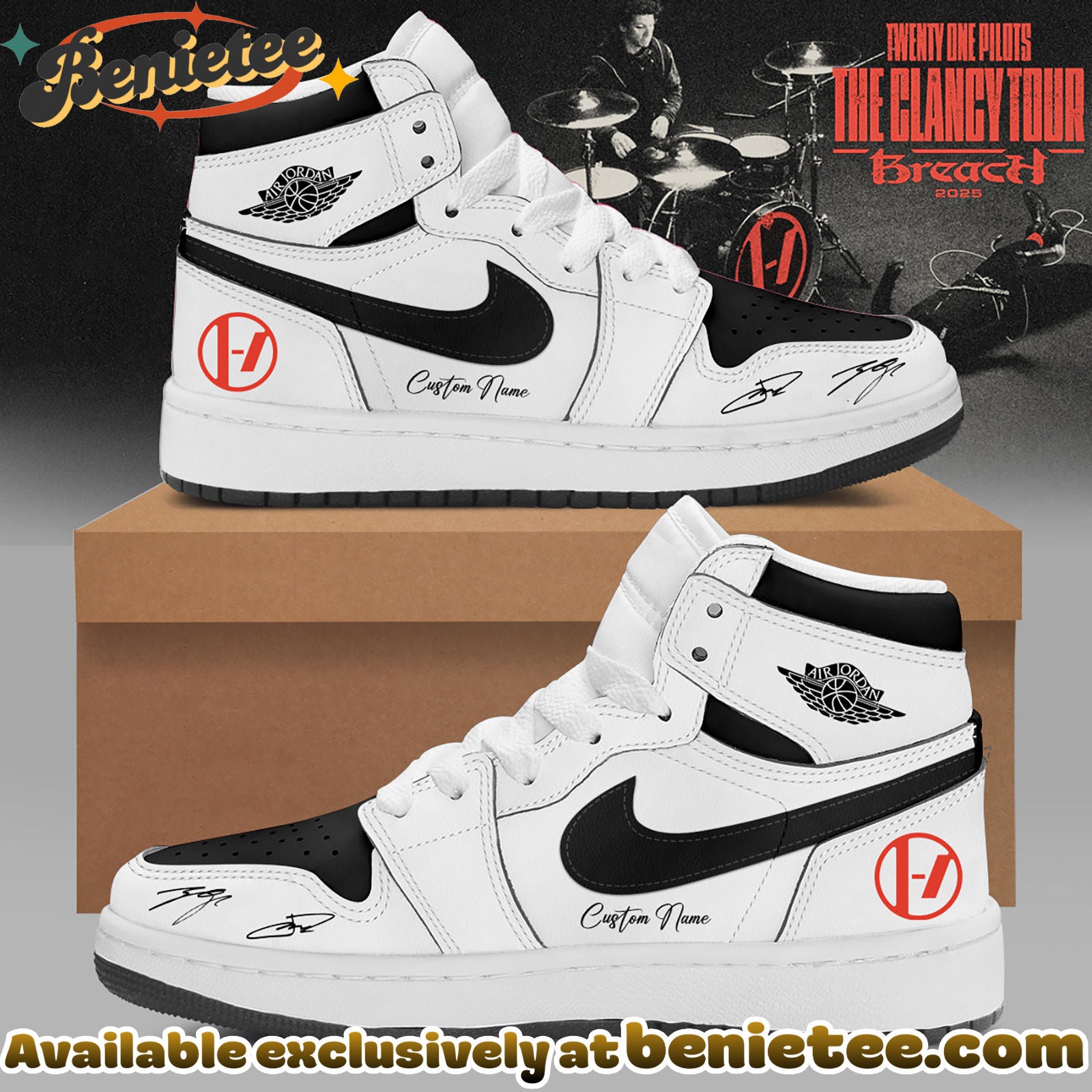 Ideafootwear Twenty One Pilots AJ1 High Sneakers Shoes For Men And Women