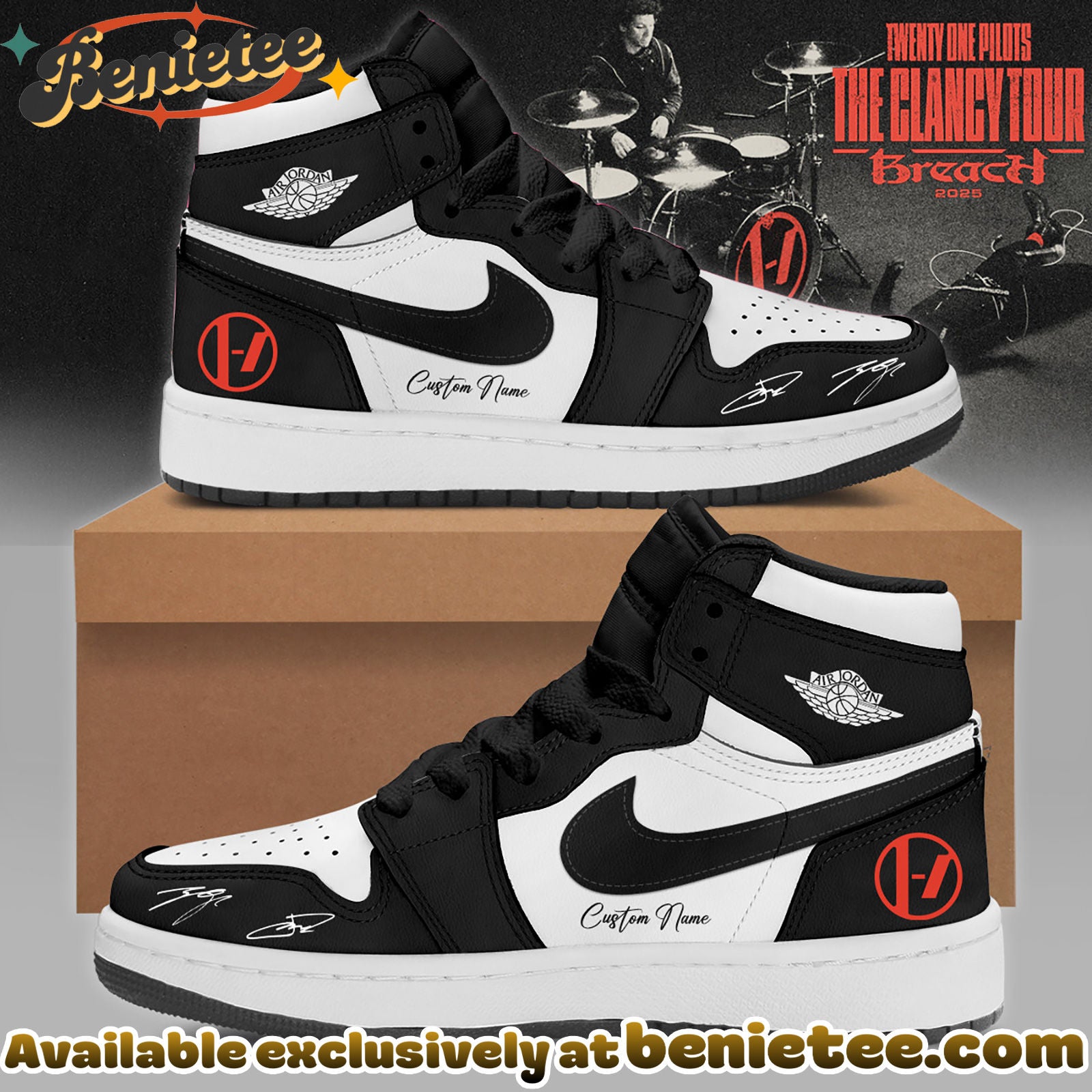Ideafootwear Twenty One Pilots AJ1 High Sneakers Shoes For Men And Women