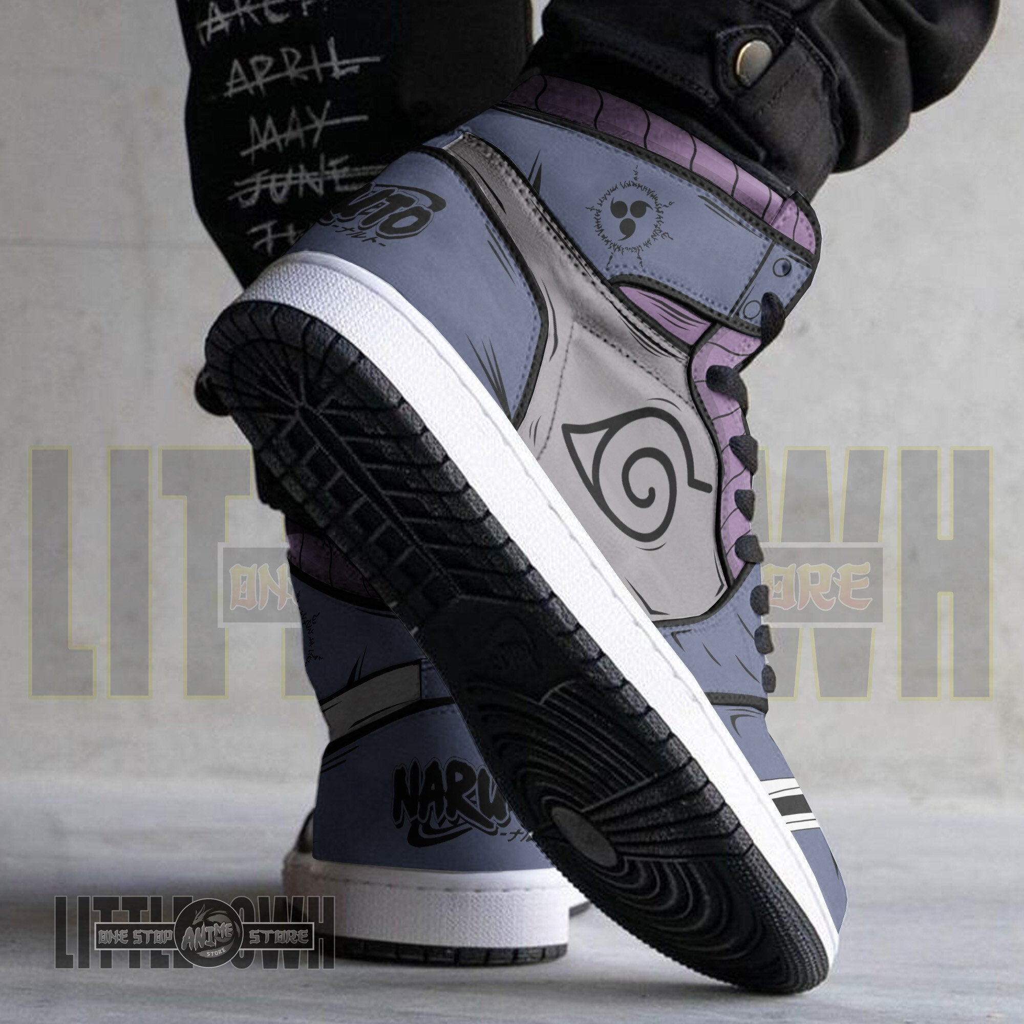 Ideafootwear Uchiha Sasuke AJ1 High Sneakers Shoes For Men And Women