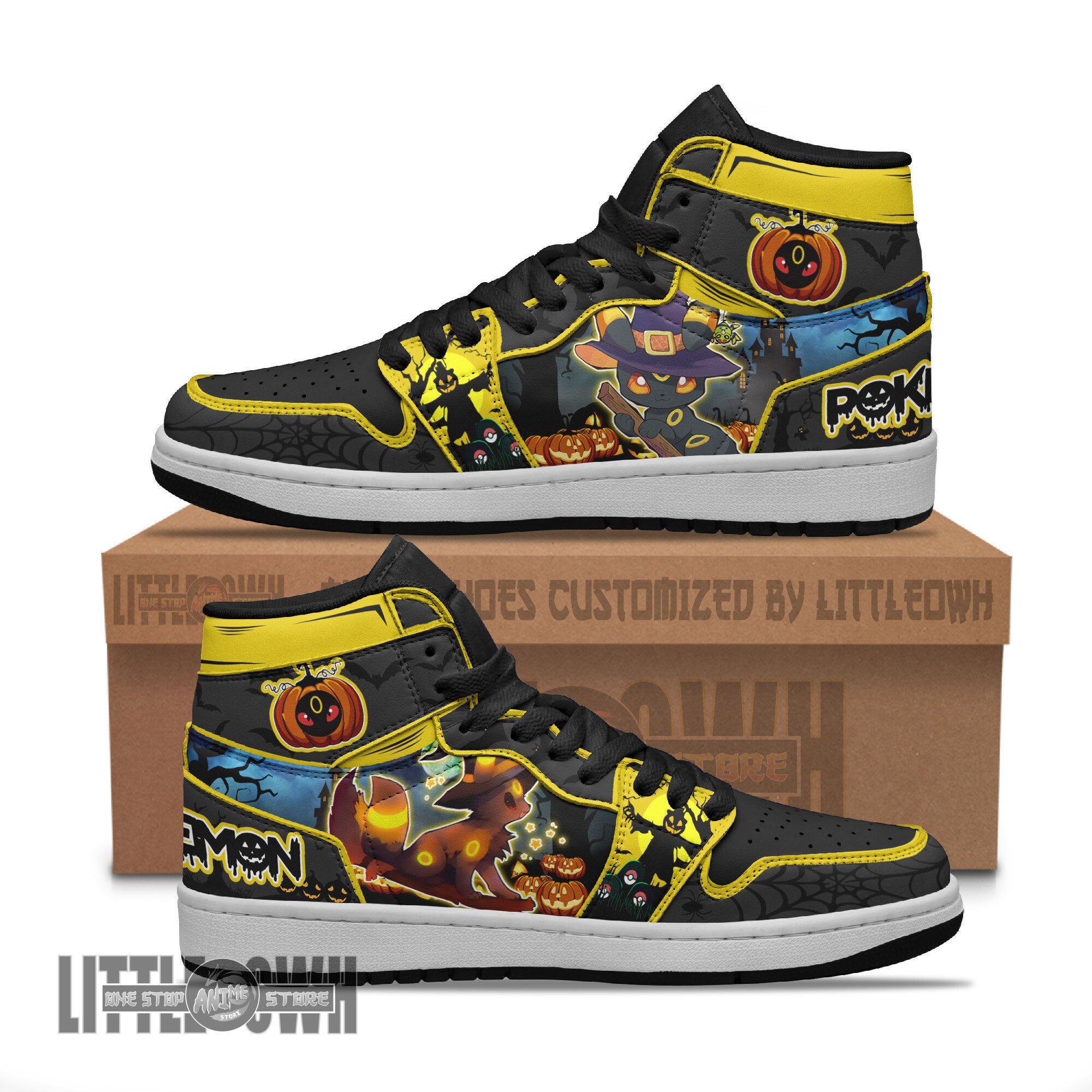 Ideafootwear Umbreon AJ1 High Sneakers Shoes For Men And Women