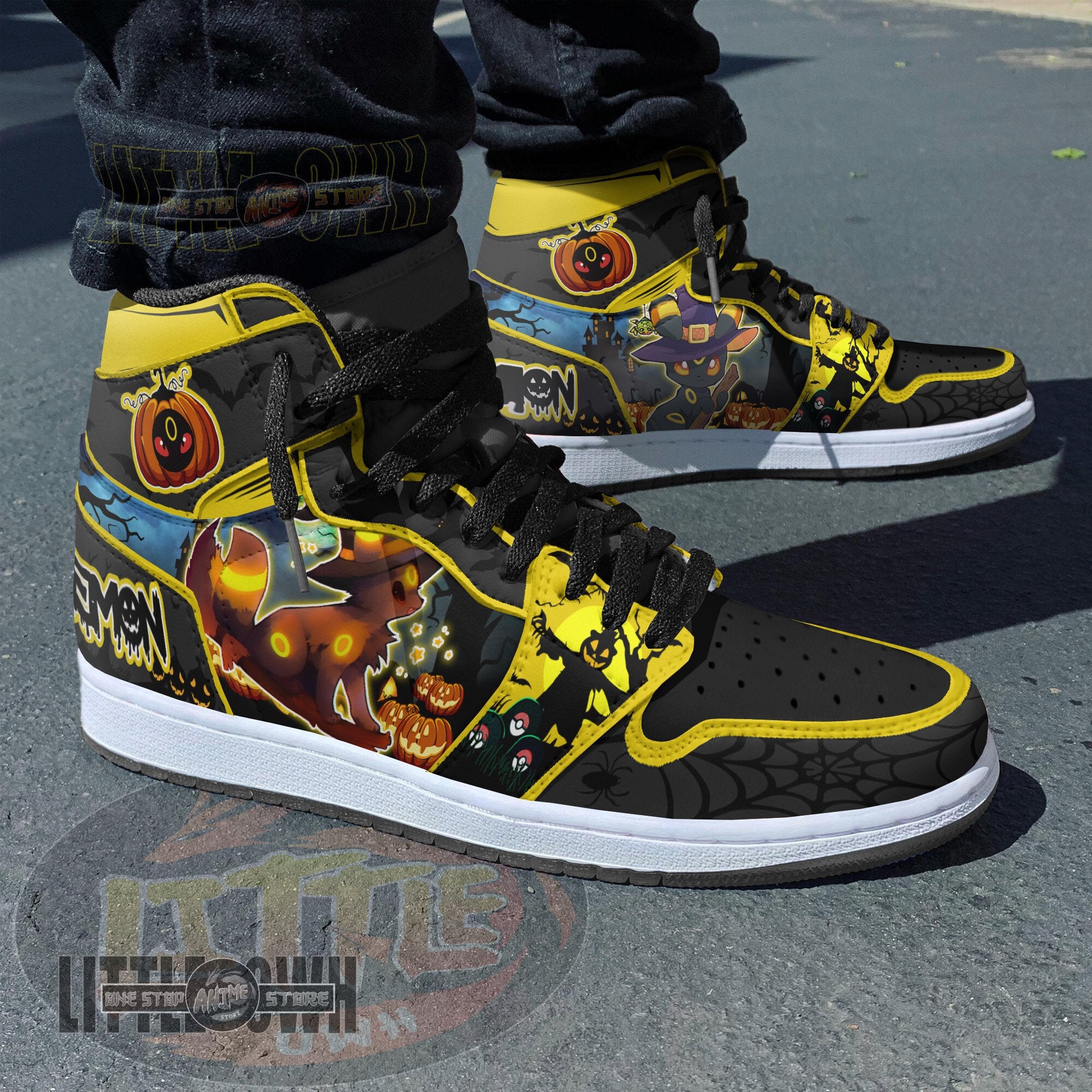 Ideafootwear Umbreon AJ1 High Sneakers Shoes For Men And Women