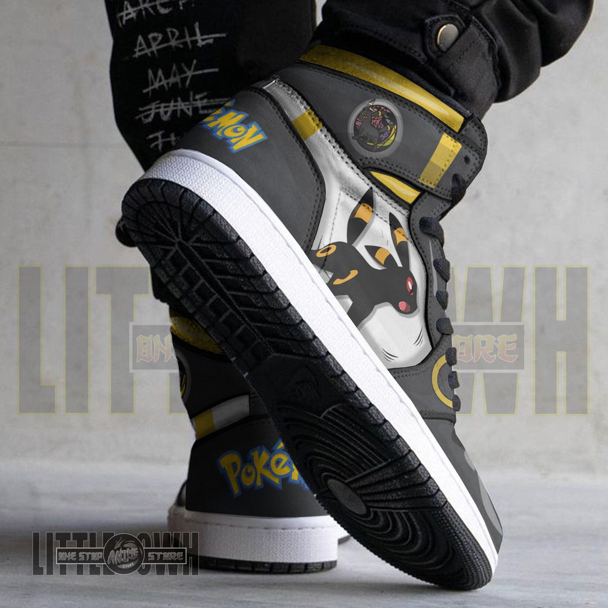 Ideafootwear Umbreon AJ1 High Sneakers Shoes For Men And Women