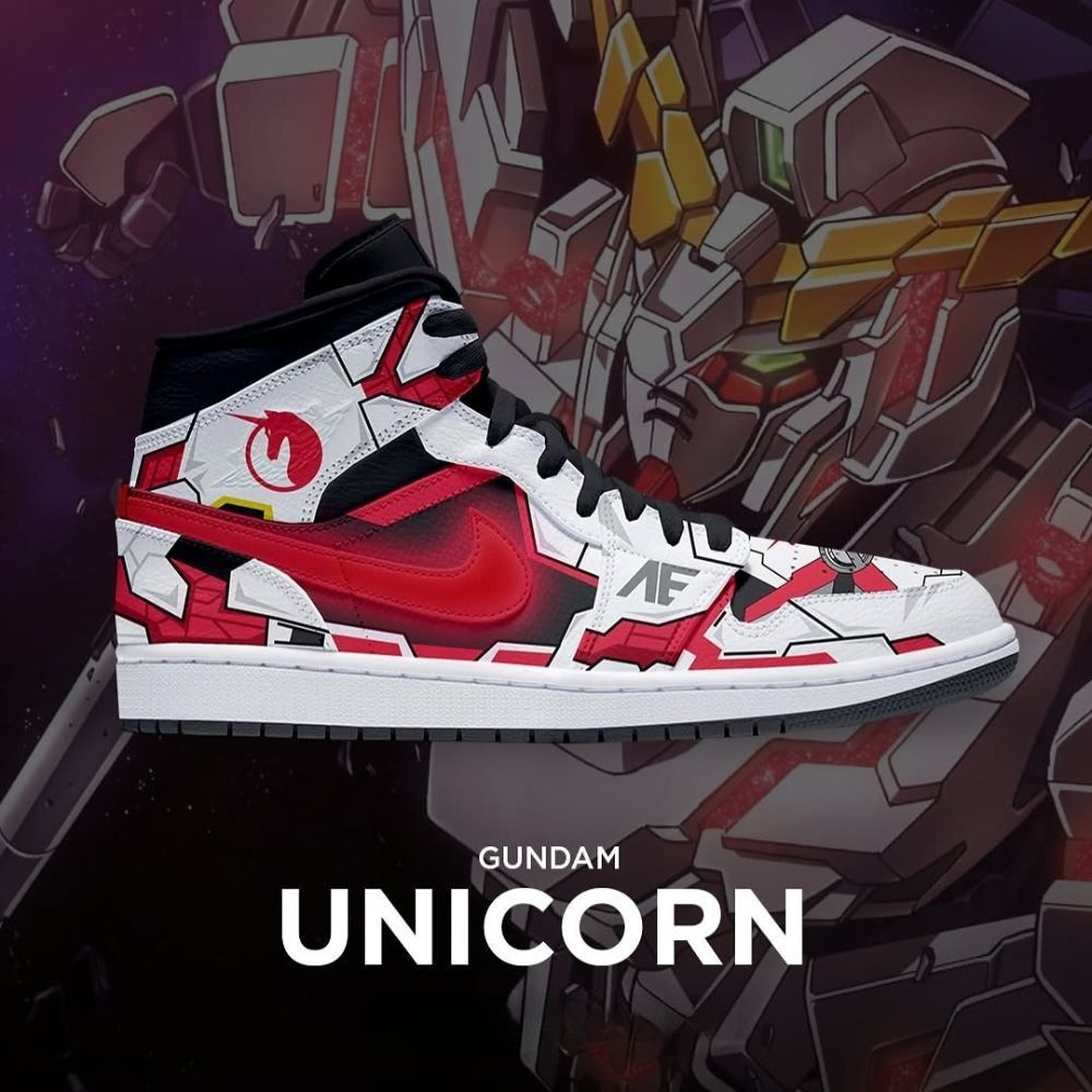 Ideafootwear Unicorn Gundam  AJ1 High Sneakers Shoes For Men And Women