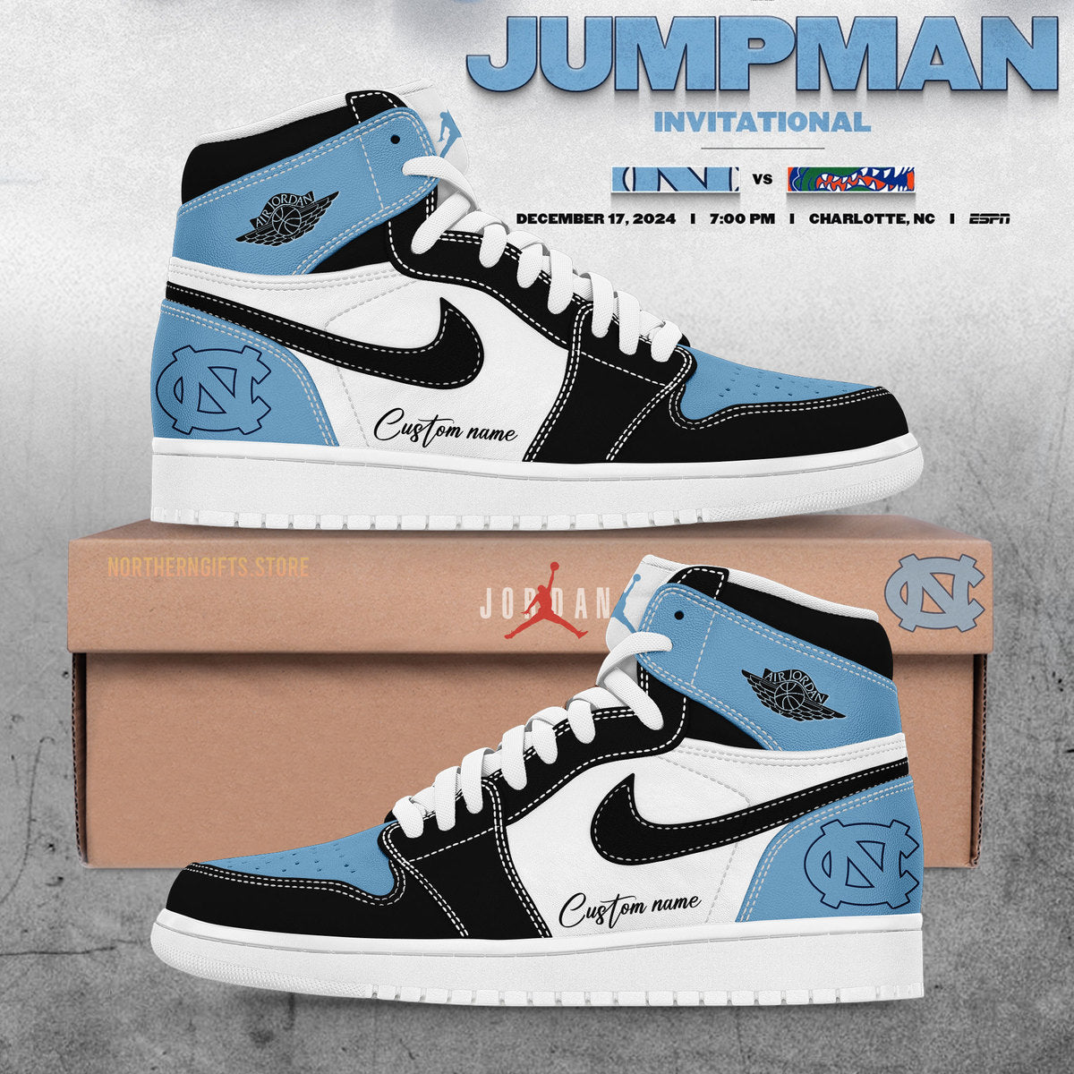 Ideafootwear University of North Carolina AJ1 High Sneakers Shoes For Men And Women