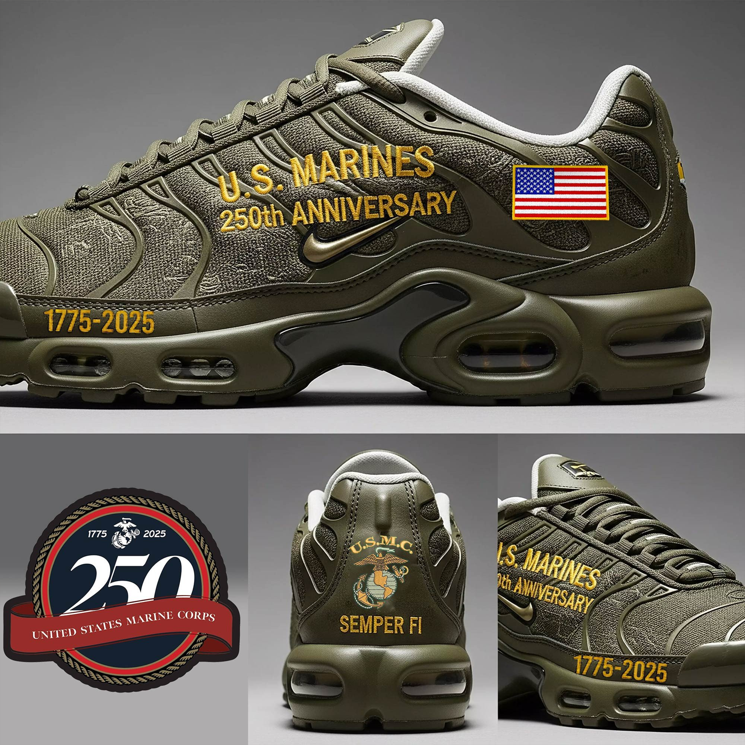 Ideafootwear U.S. Marine Corps TN Shoes Sneakers For Men And Women