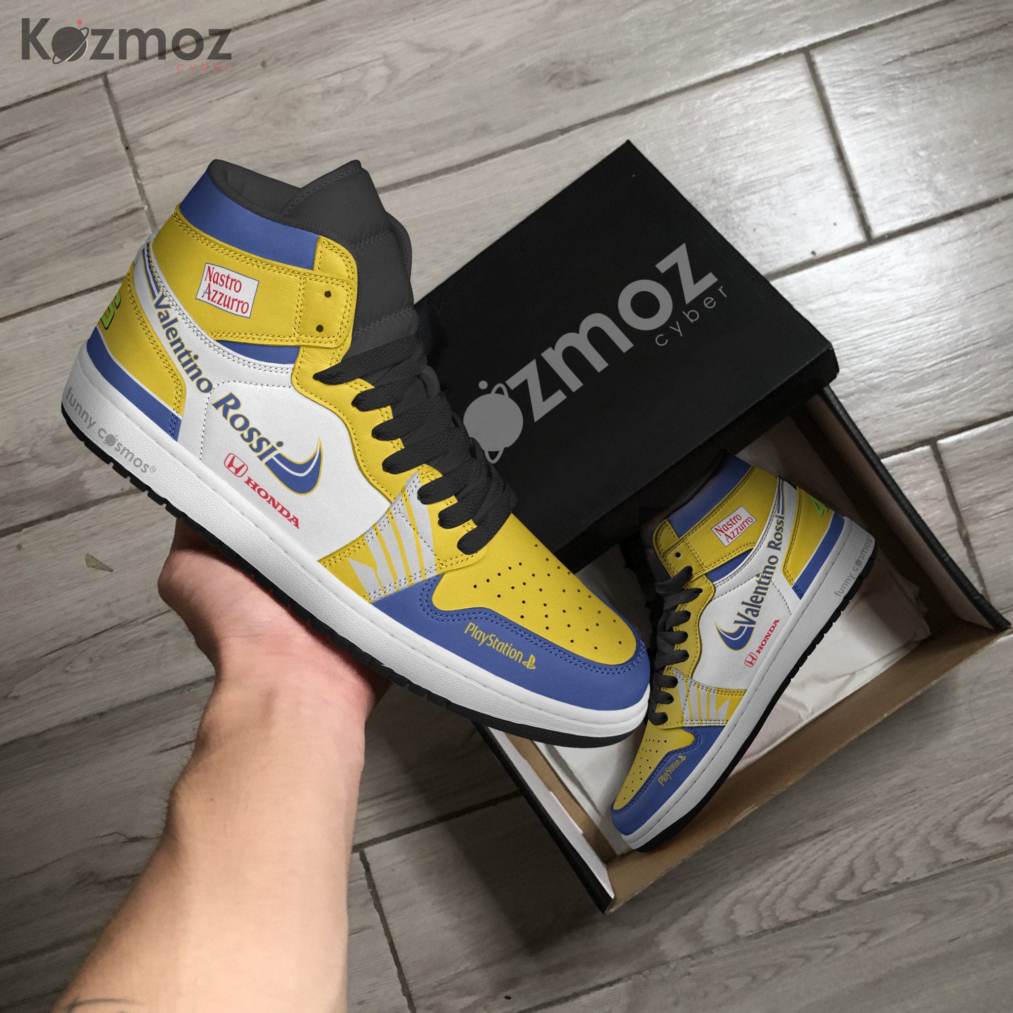 Ideafootwear Valentino Rossi AJ1 High Sneakers Shoes For Men And Women
