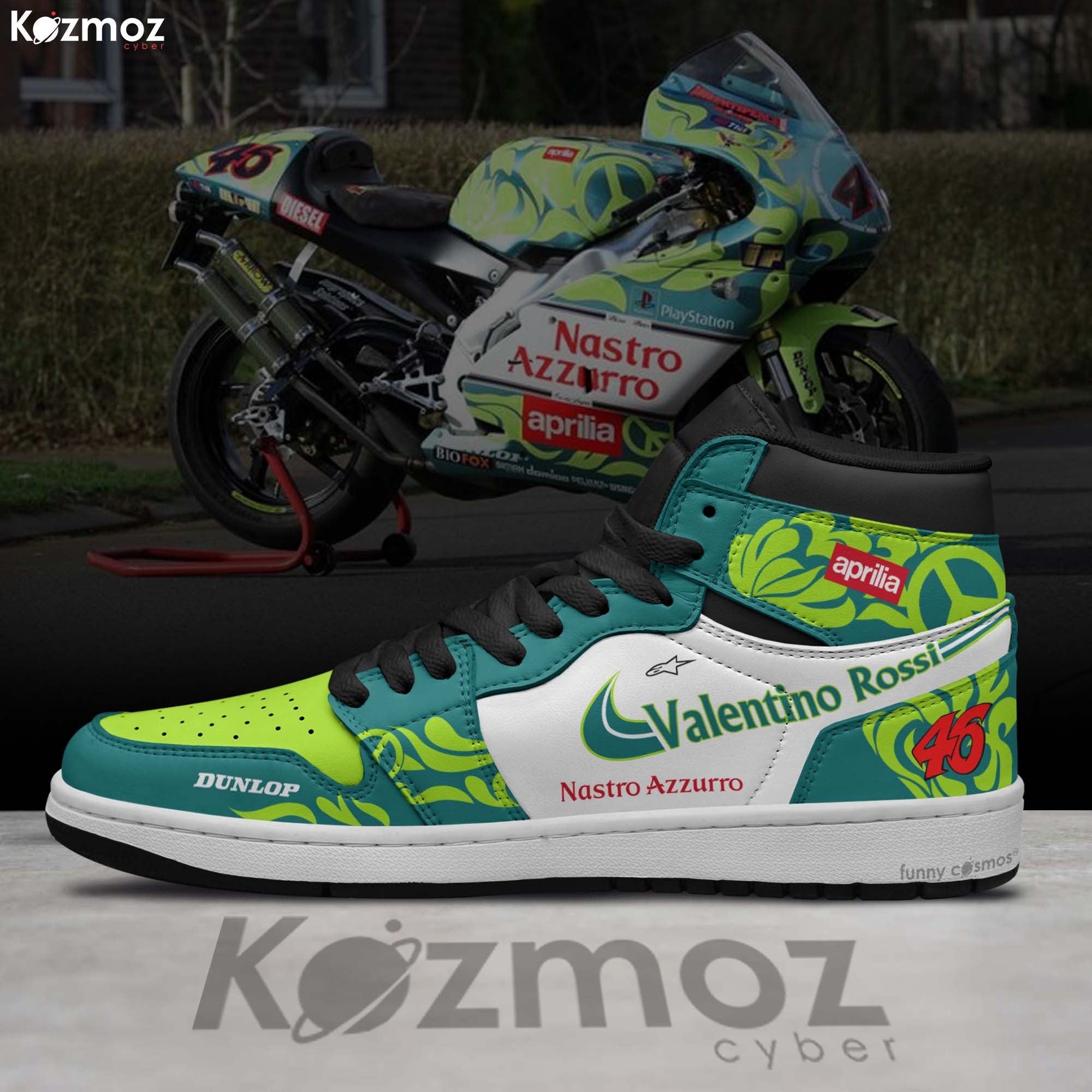 Ideafootwear Valentino Rossi AJ1 High Sneakers Shoes For Men And Women