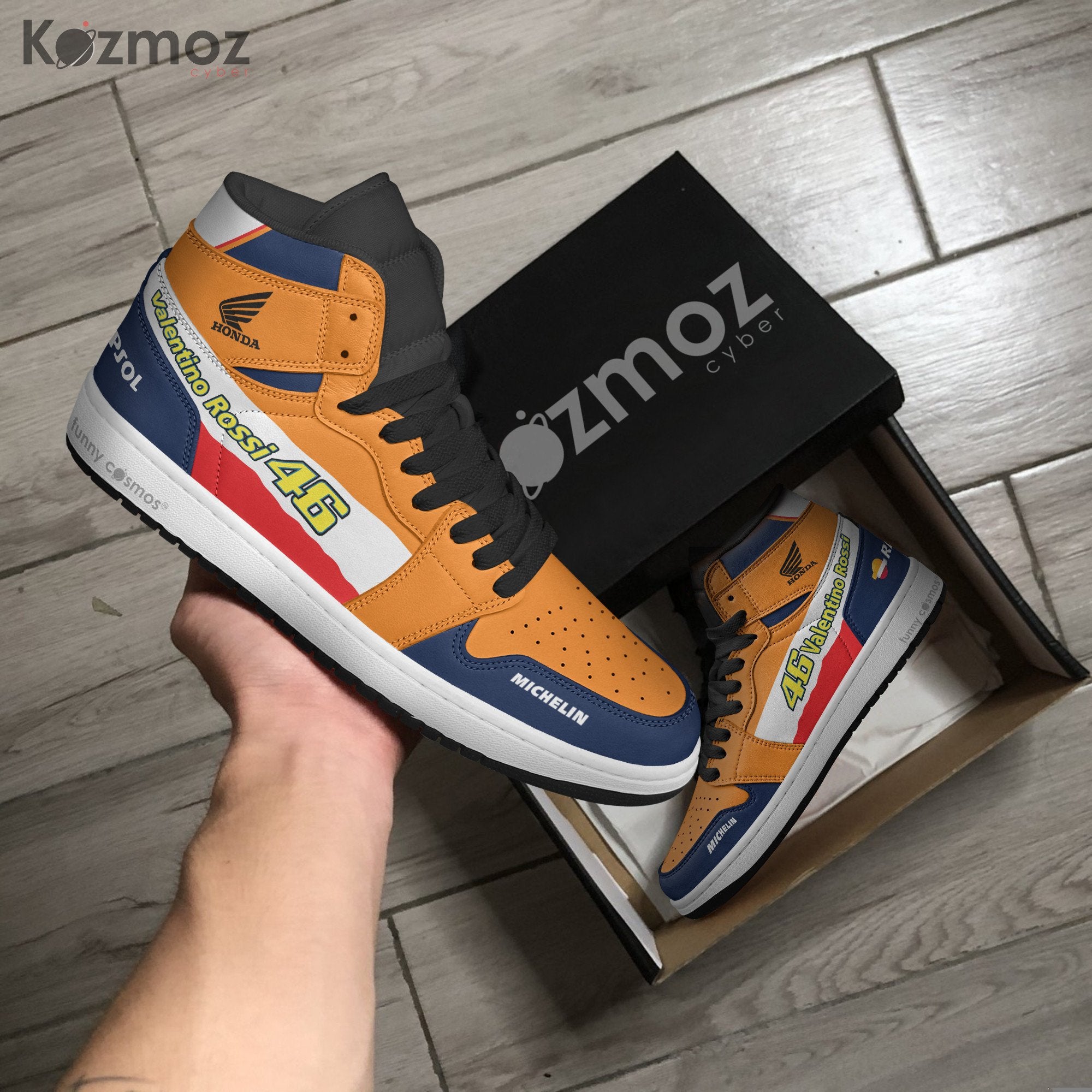 Ideafootwear Valentino Rossi AJ1 High Sneakers Shoes For Men And Women