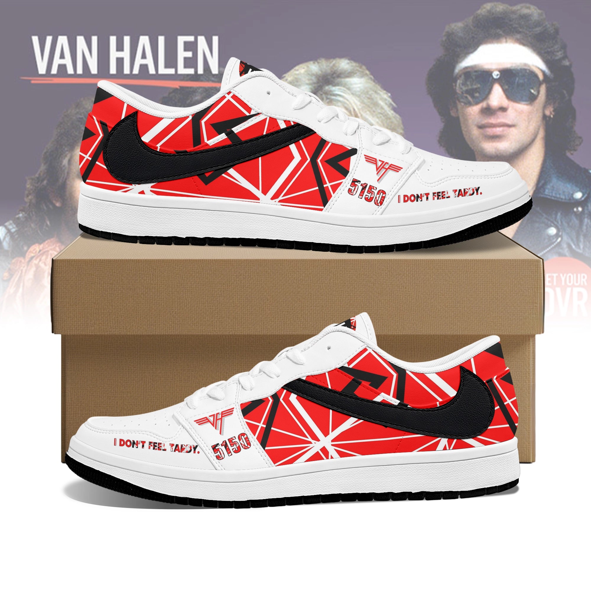Ideafootwear Van Halen Band AJ1 Low Sneakers Shoes For Men And Women