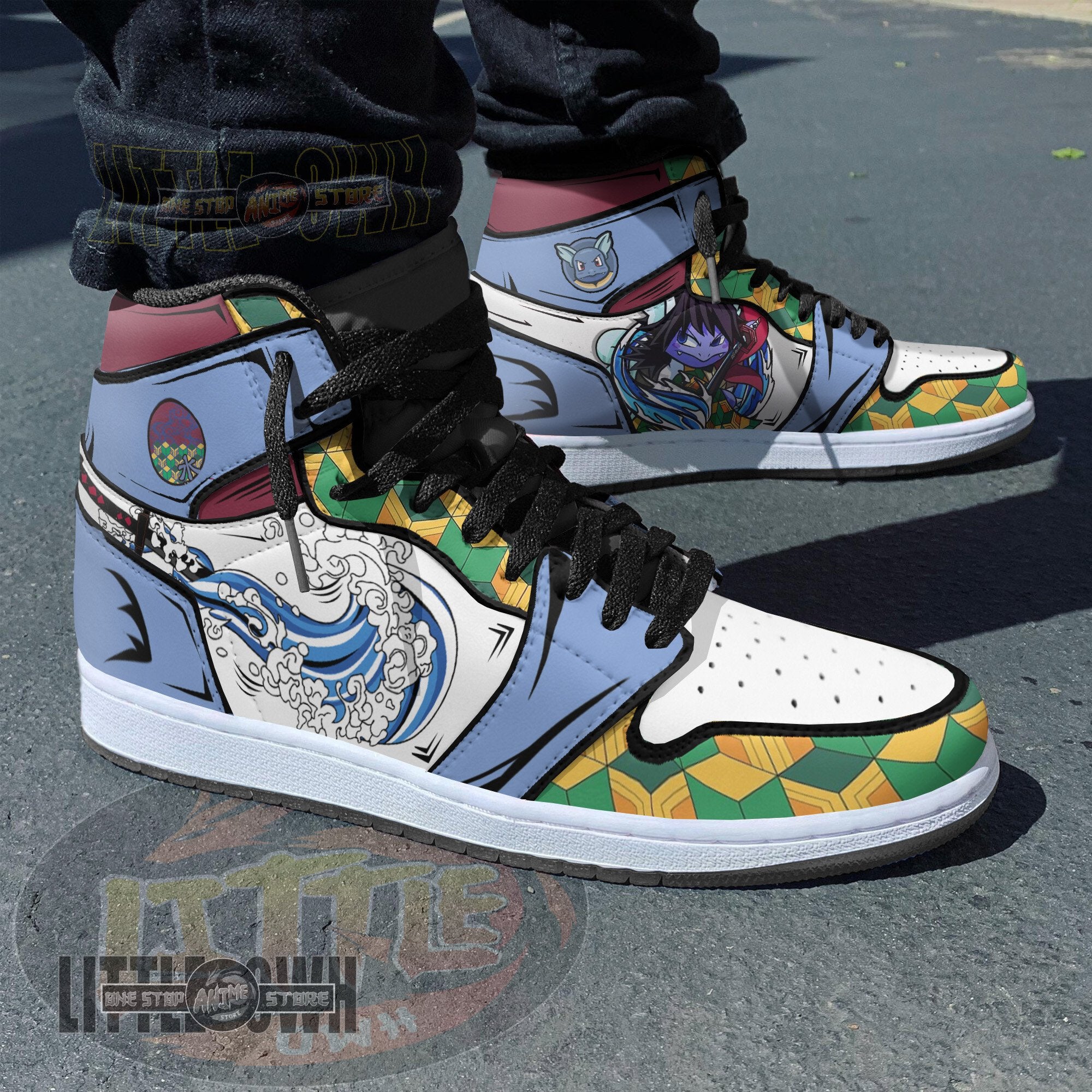 Ideafootwear Wartortle x Giyuu AJ1 High Sneakers Shoes For Men And Women