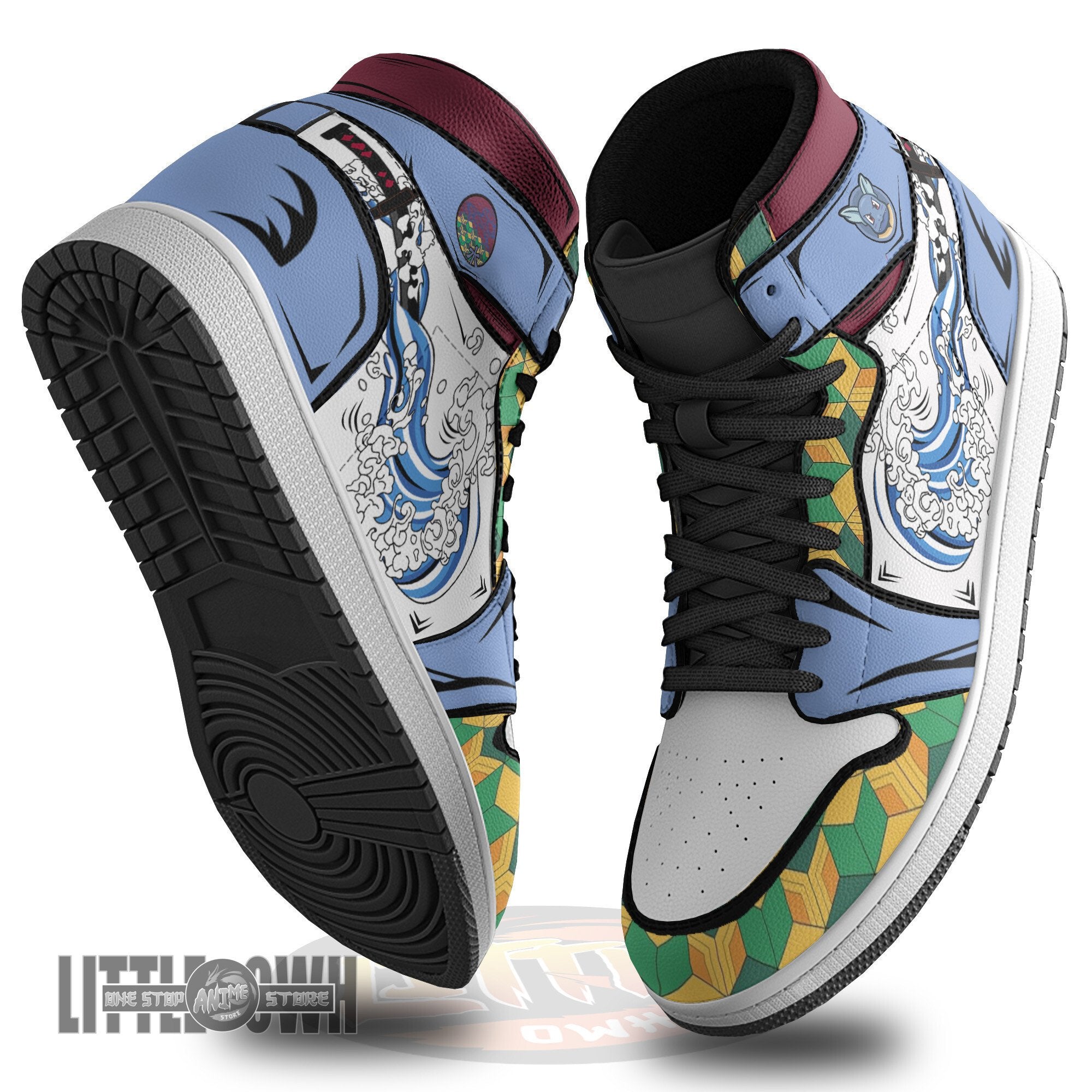 Ideafootwear Wartortle x Giyuu AJ1 High Sneakers Shoes For Men And Women
