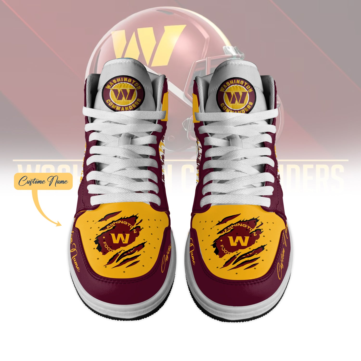 Ideafootwear Washington Commanders AJ1 High Sneakers Shoes For Men And Women