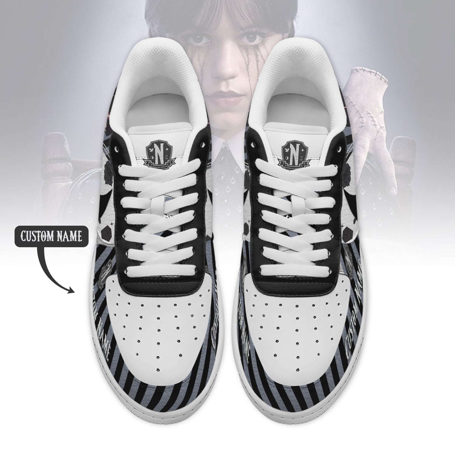 Ideafootwear Wednesday x Halloween Air Low-Top Sneakers Shoes For Men And Women 2