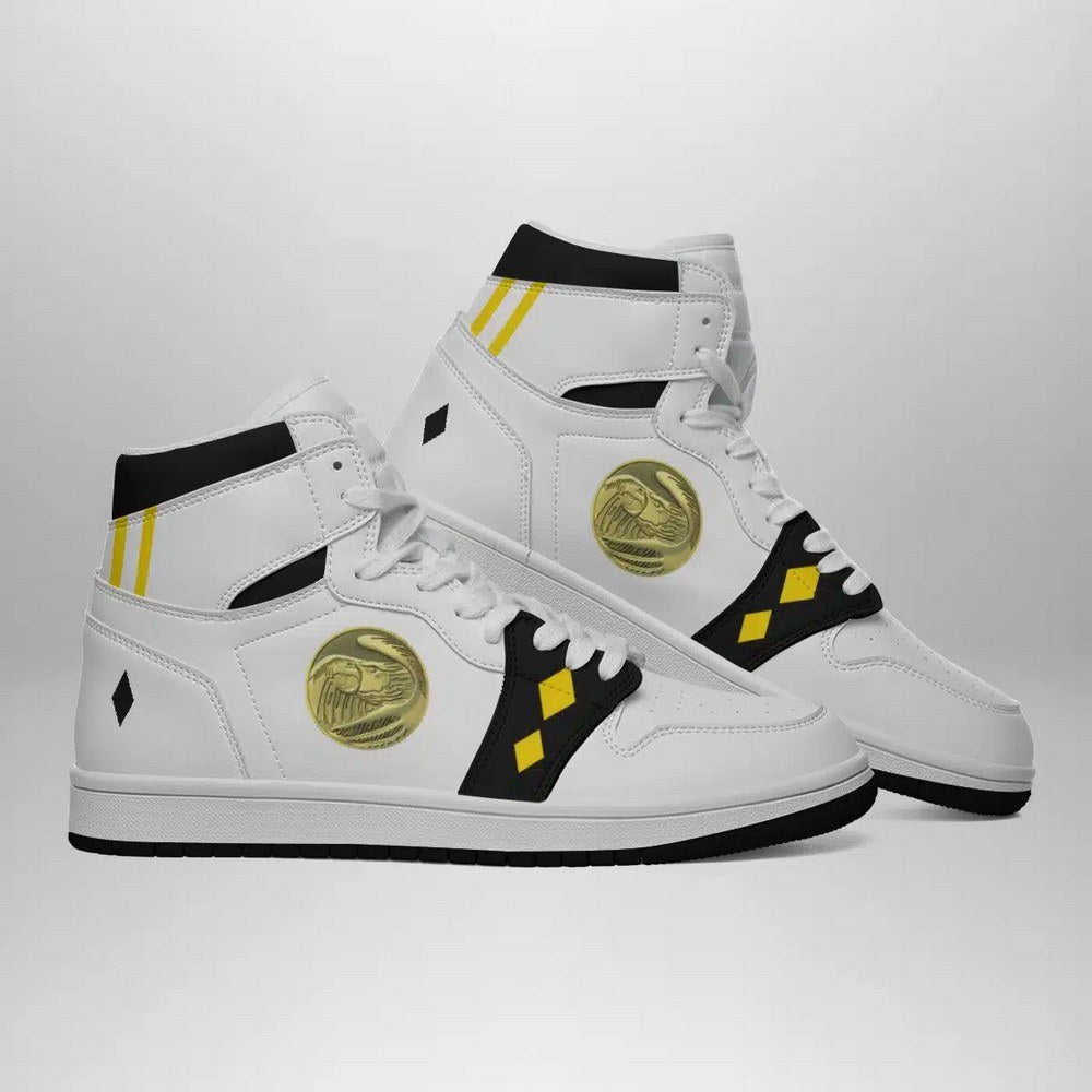 Ideafootwear White Ranger Ninjetti Power Rangers AJ1 High Sneakers Shoes For Men And Women