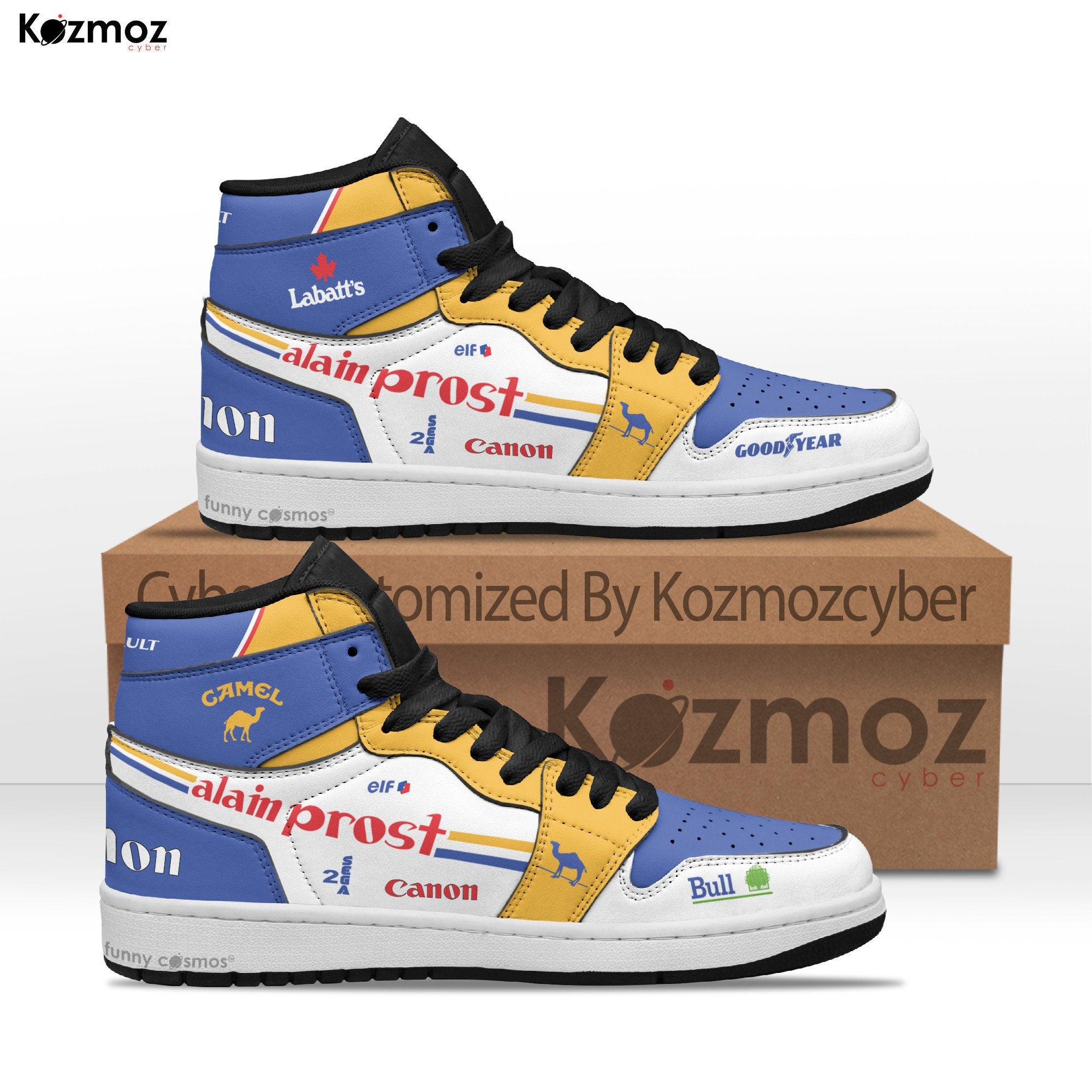 Ideafootwear Williams Alain Prost AJ1 High Sneakers Shoes For Men And Women