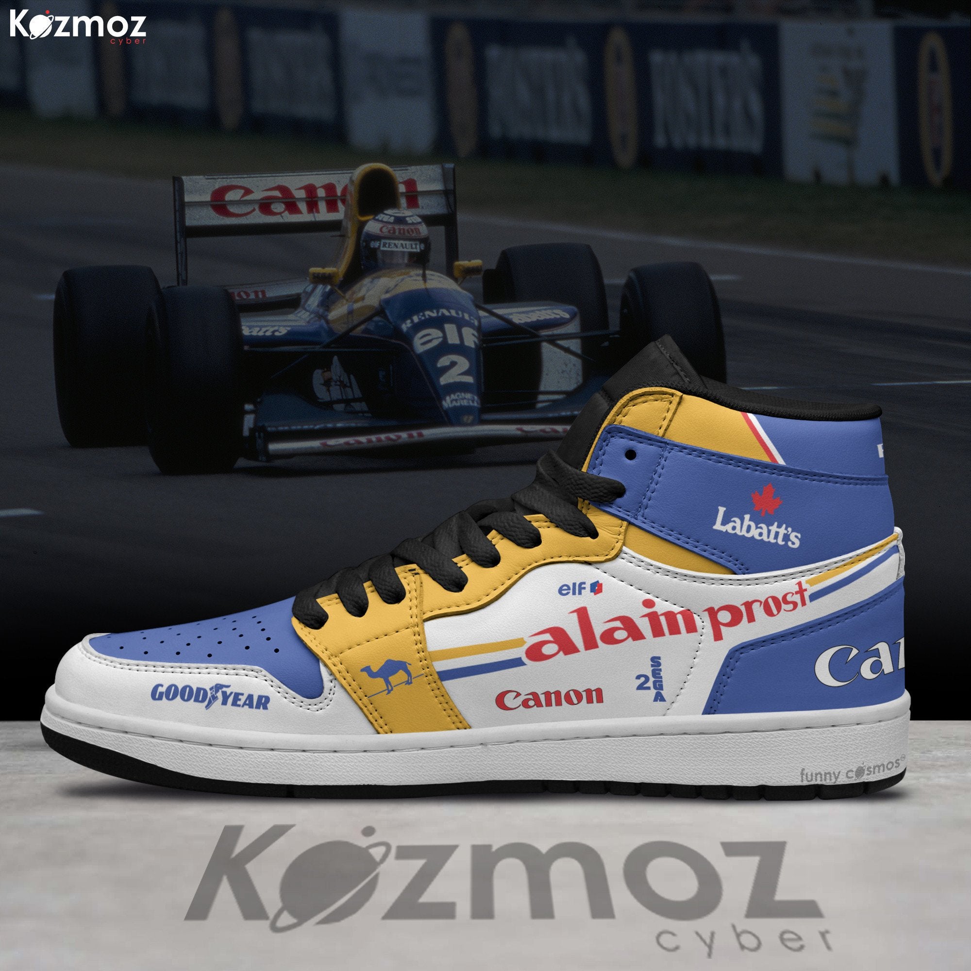 Ideafootwear Williams Alain Prost AJ1 High Sneakers Shoes For Men And Women
