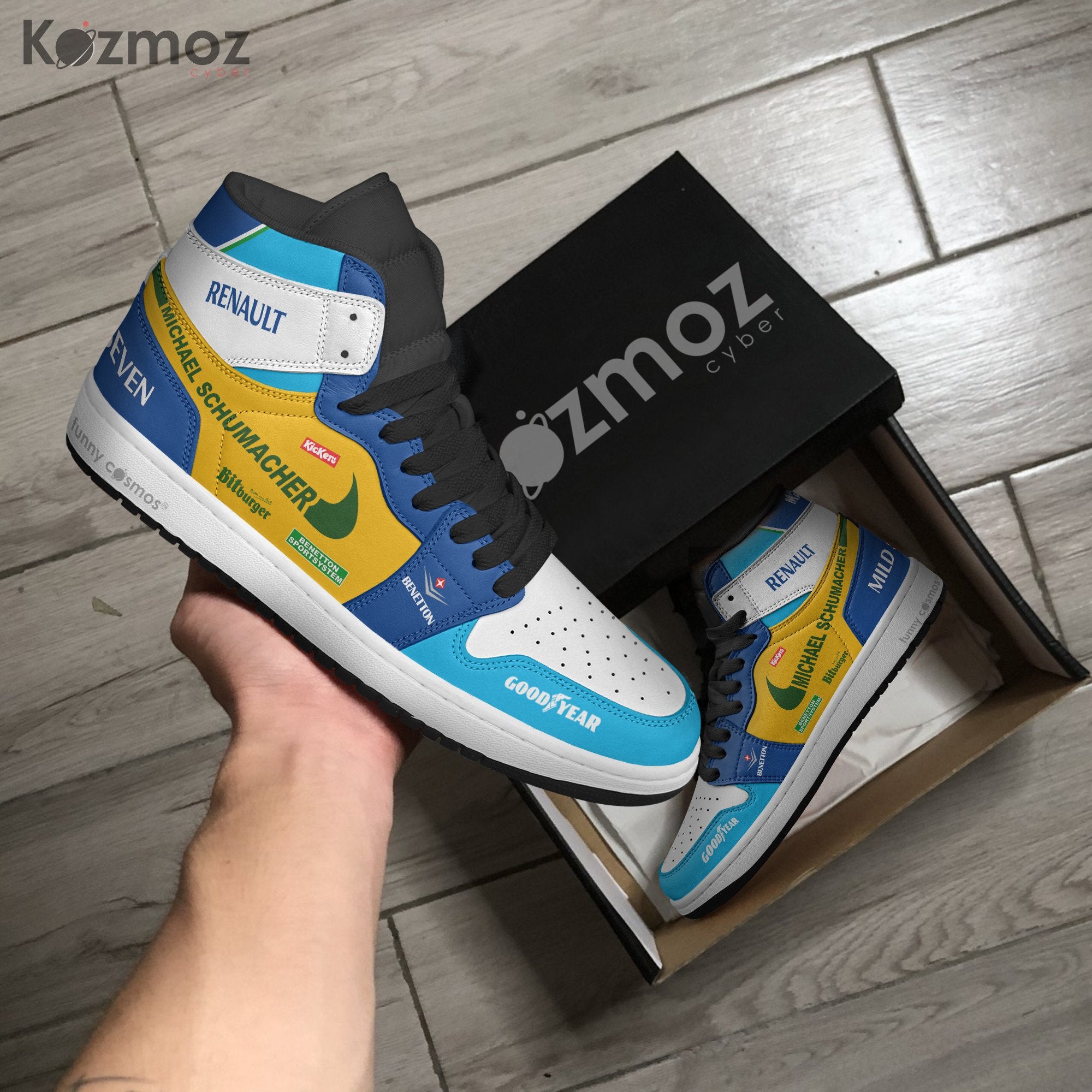 Ideafootwear Williams Nelson Piquet AJ1 High Sneakers Shoes For Men And Women