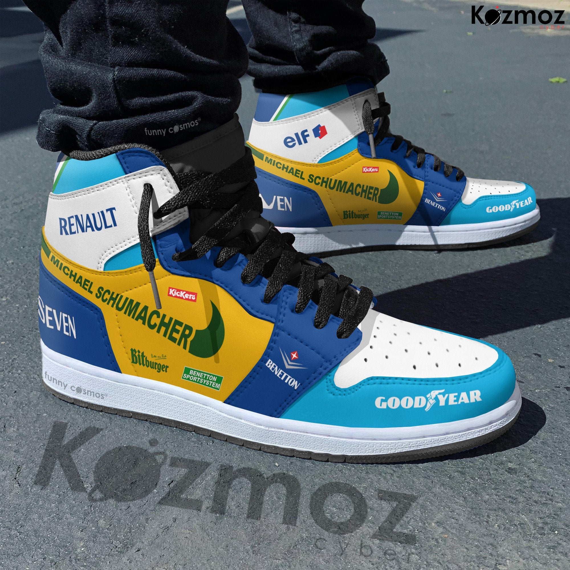 Ideafootwear Williams Nelson Piquet AJ1 High Sneakers Shoes For Men And Women