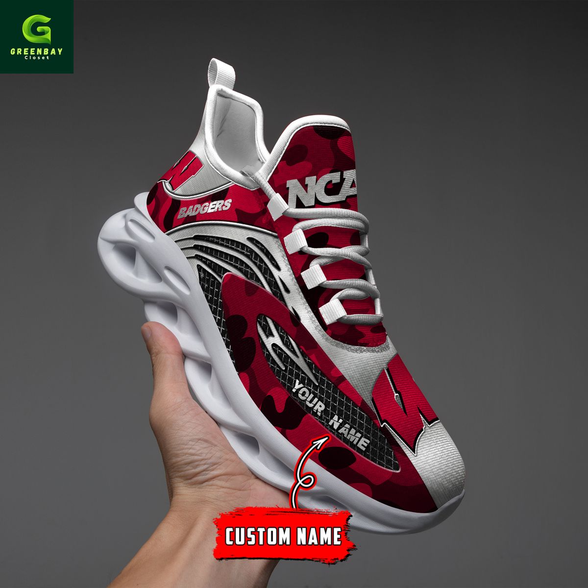 Ideafootwear Wisconsin Badgers Max Soul Shoes Sneakers For Men And Women