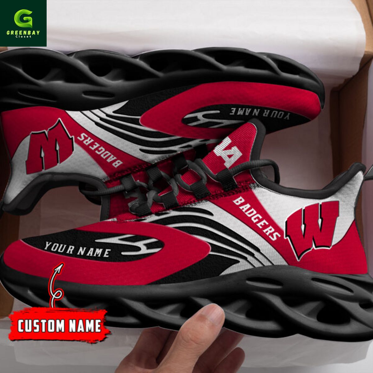Ideafootwear Wisconsin Badgers Max Soul Shoes Sneakers For Men And Women
