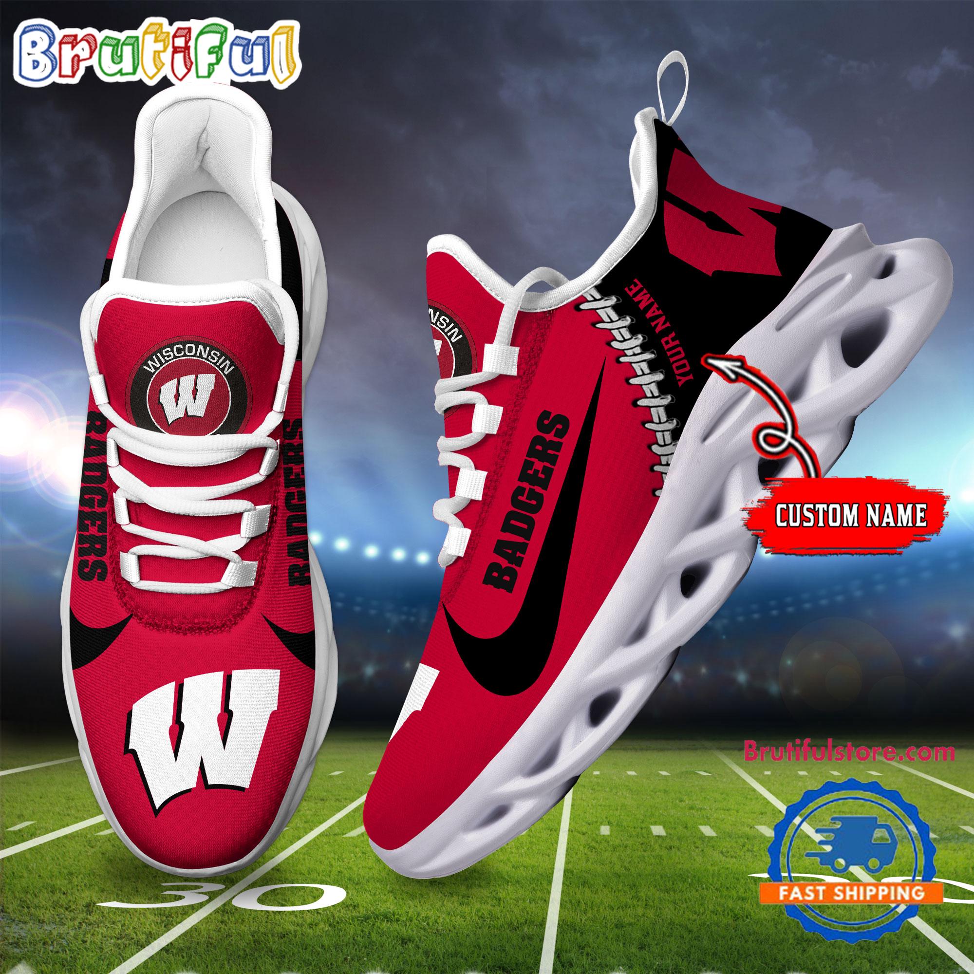 Ideafootwear Wisconsin Badgers Max Soul Shoes Sneakers For Men And Women