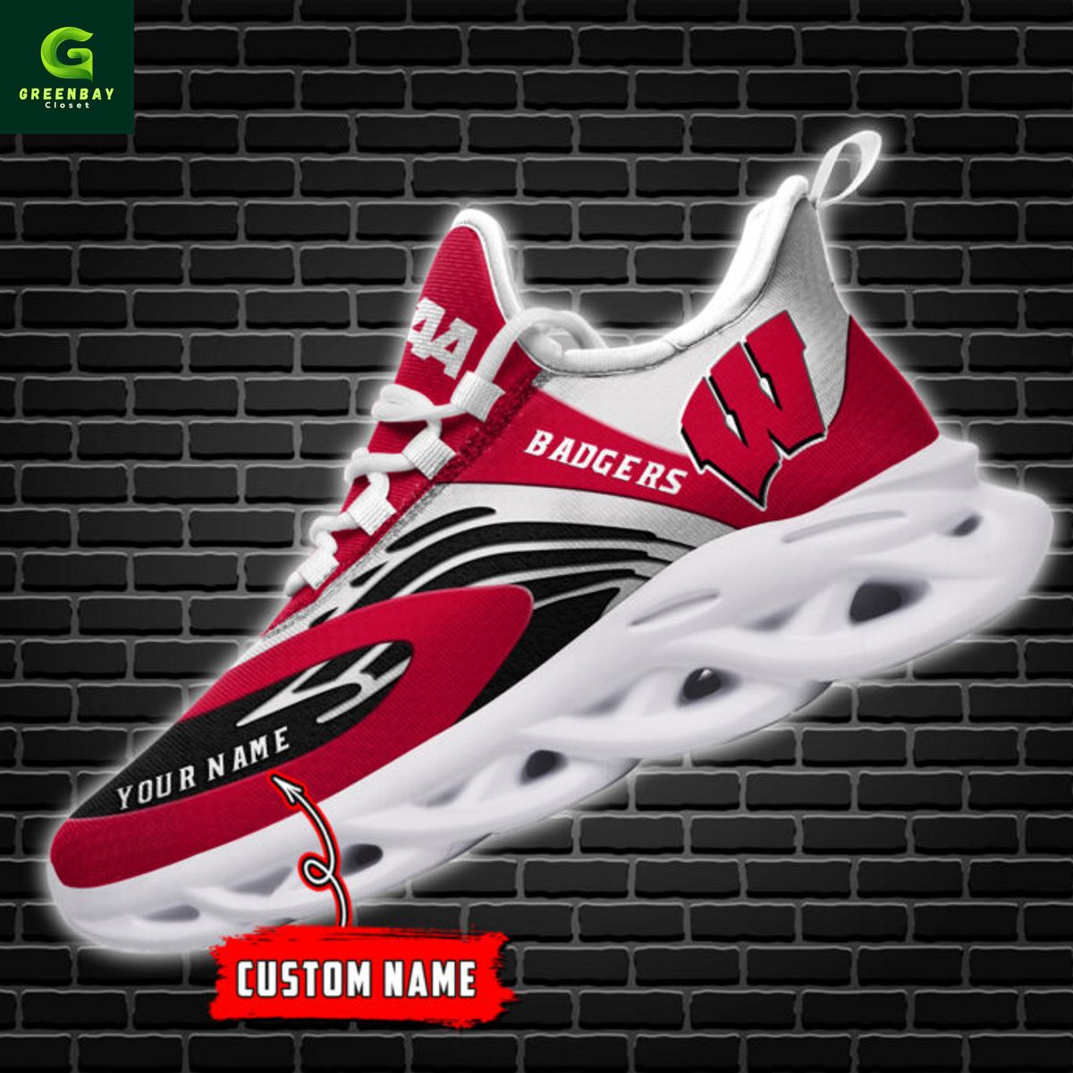 Ideafootwear Wisconsin Badgers Max Soul Shoes Sneakers For Men And Women