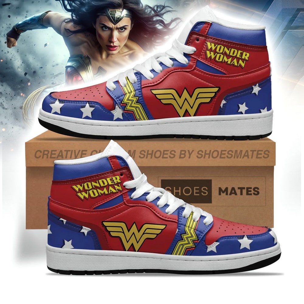 Ideafootwear Wonder Woman AJ1 High Sneakers Shoes For Men And Women