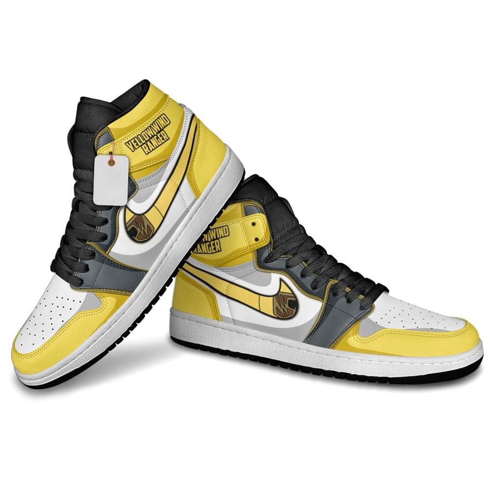 Ideafootwear Yellow Ninja Ranger AJ1 High Sneakers Shoes For Men And Women