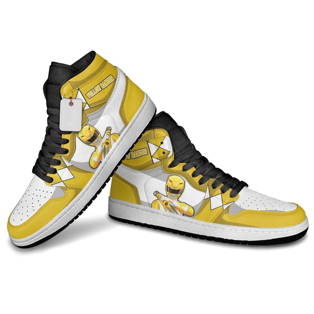 Ideafootwear Yellow Ranger AJ1 High Sneakers Shoes For Men And Women