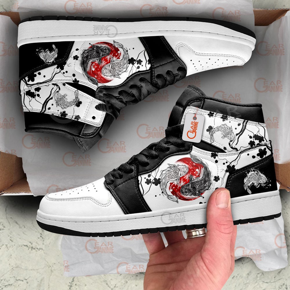Ideafootwear Yin Yang Koi Fish AJ1 High Sneakers Shoes For Men And Women