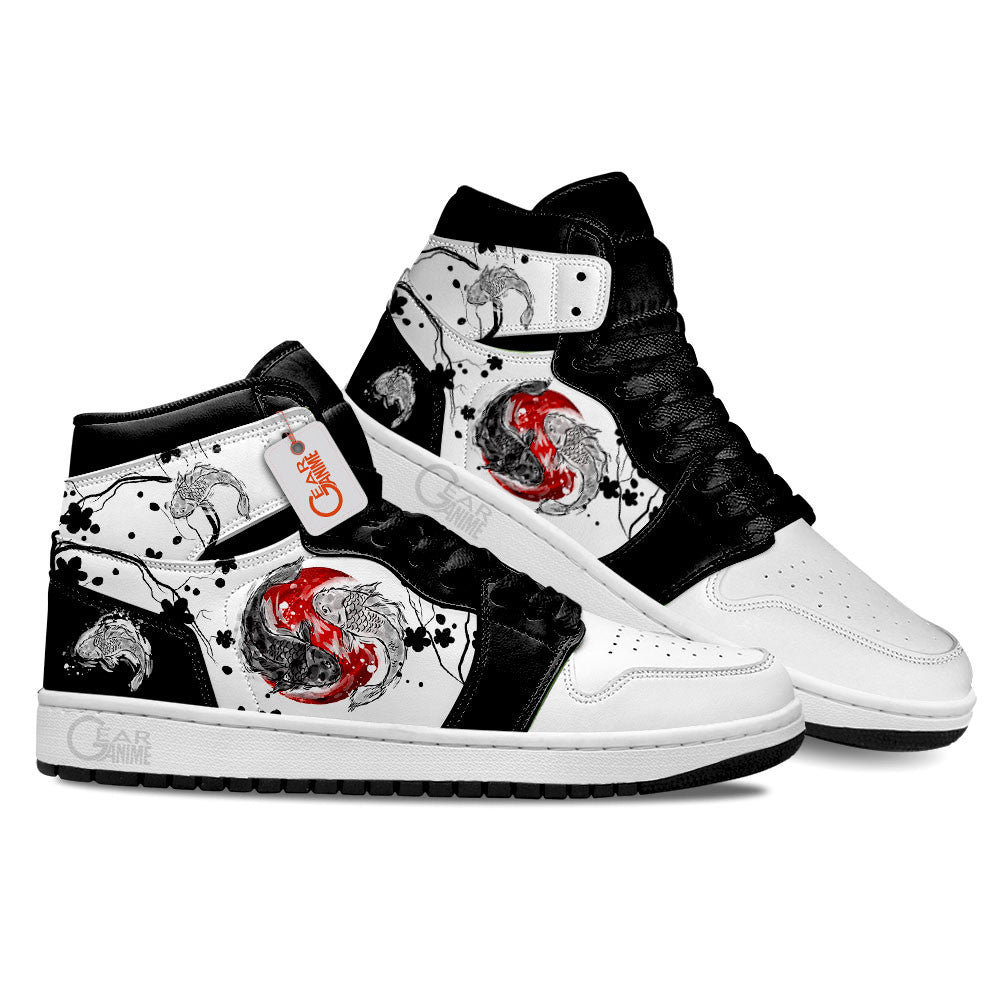 Ideafootwear Yin Yang Koi Fish AJ1 High Sneakers Shoes For Men And Women