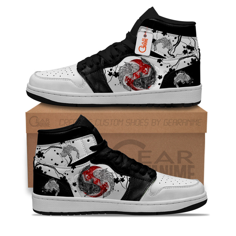 Ideafootwear Yin Yang Koi Fish AJ1 High Sneakers Shoes For Men And Women