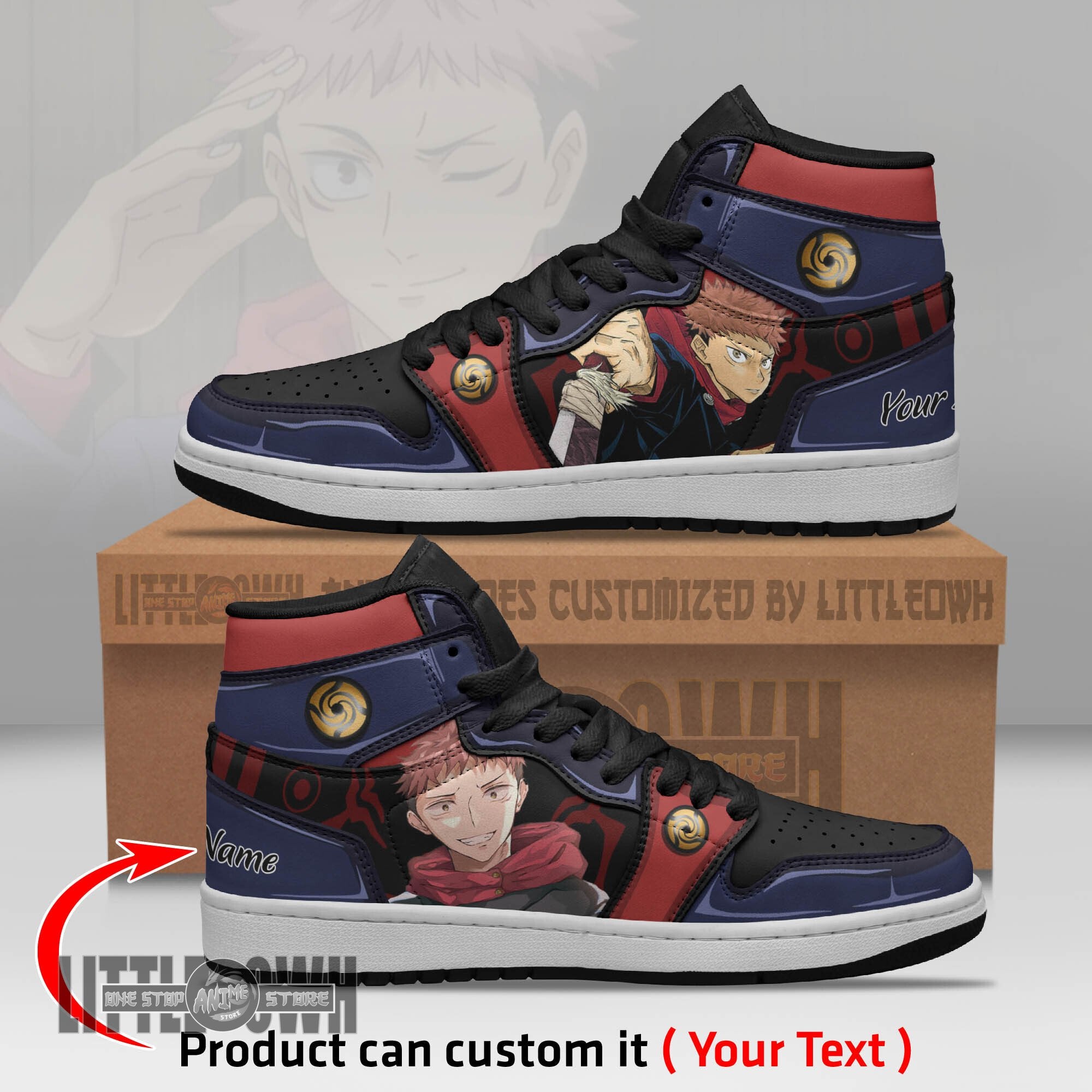 Ideafootwear Yuji Itadori AJ1 High Sneakers Shoes For Men And Women
