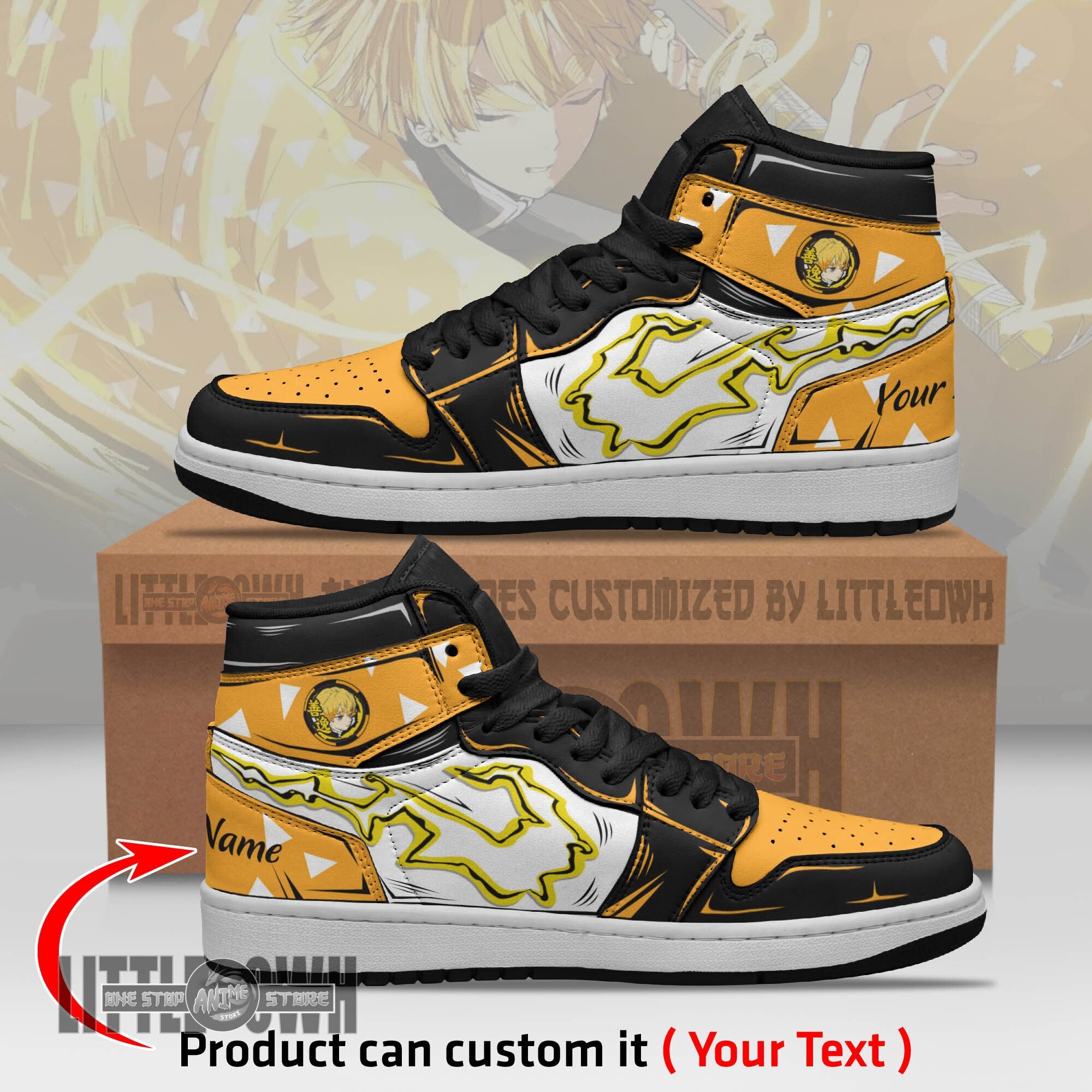 Ideafootwear Zenitsu Agatsuma AJ1 High Sneakers Shoes For Men And Women