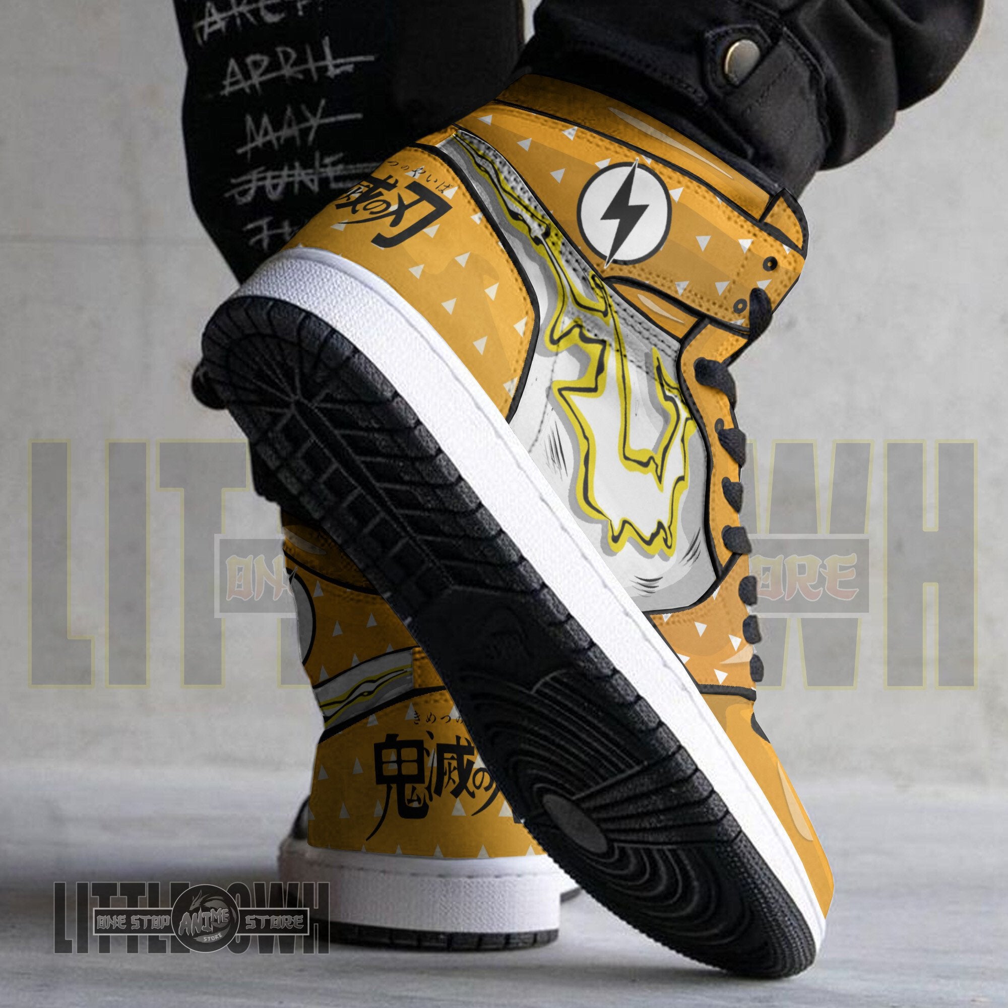 Ideafootwear Zenitsu Agatsuma AJ1 High Sneakers Shoes For Men And Women