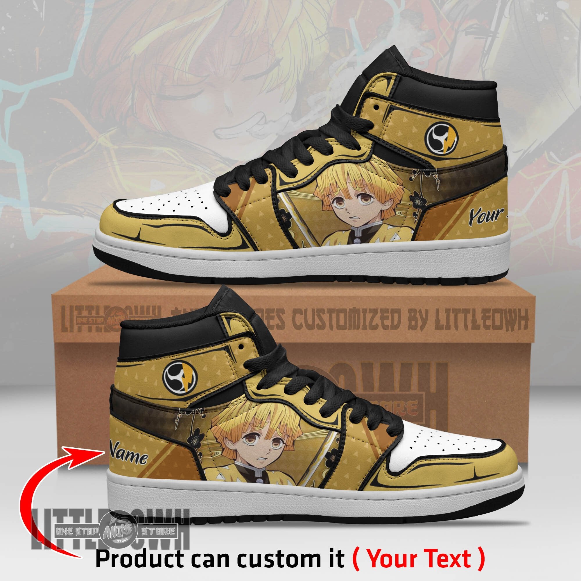 Ideafootwear Zenitsu Agatsuma AJ1 High Sneakers Shoes For Men And Women