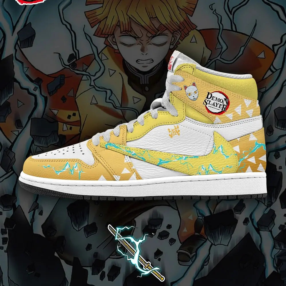 Ideafootwear Zenitsu Agatsuma V.2  AJ1 High Sneakers Shoes For Men And Women