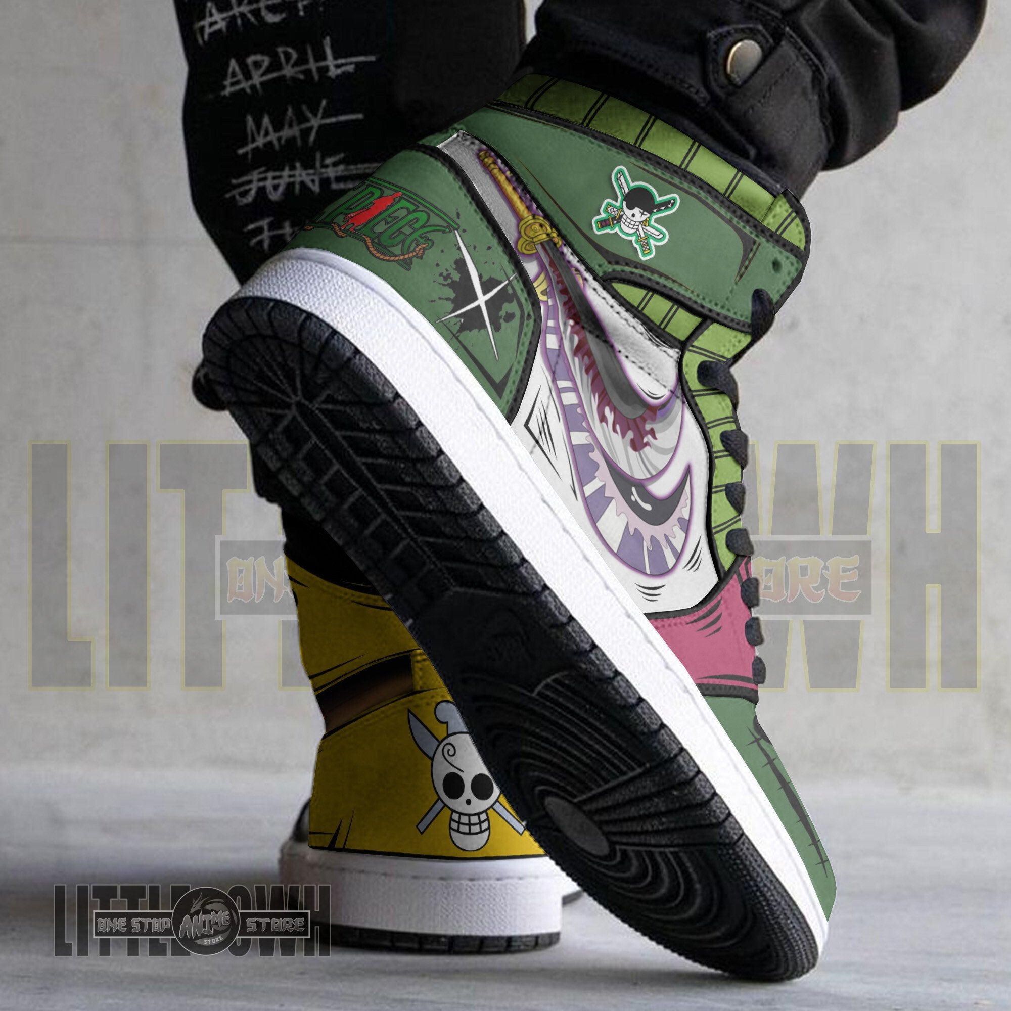 Ideafootwear Zoro x Sanji  AJ1 High Sneakers Shoes For Men And Women