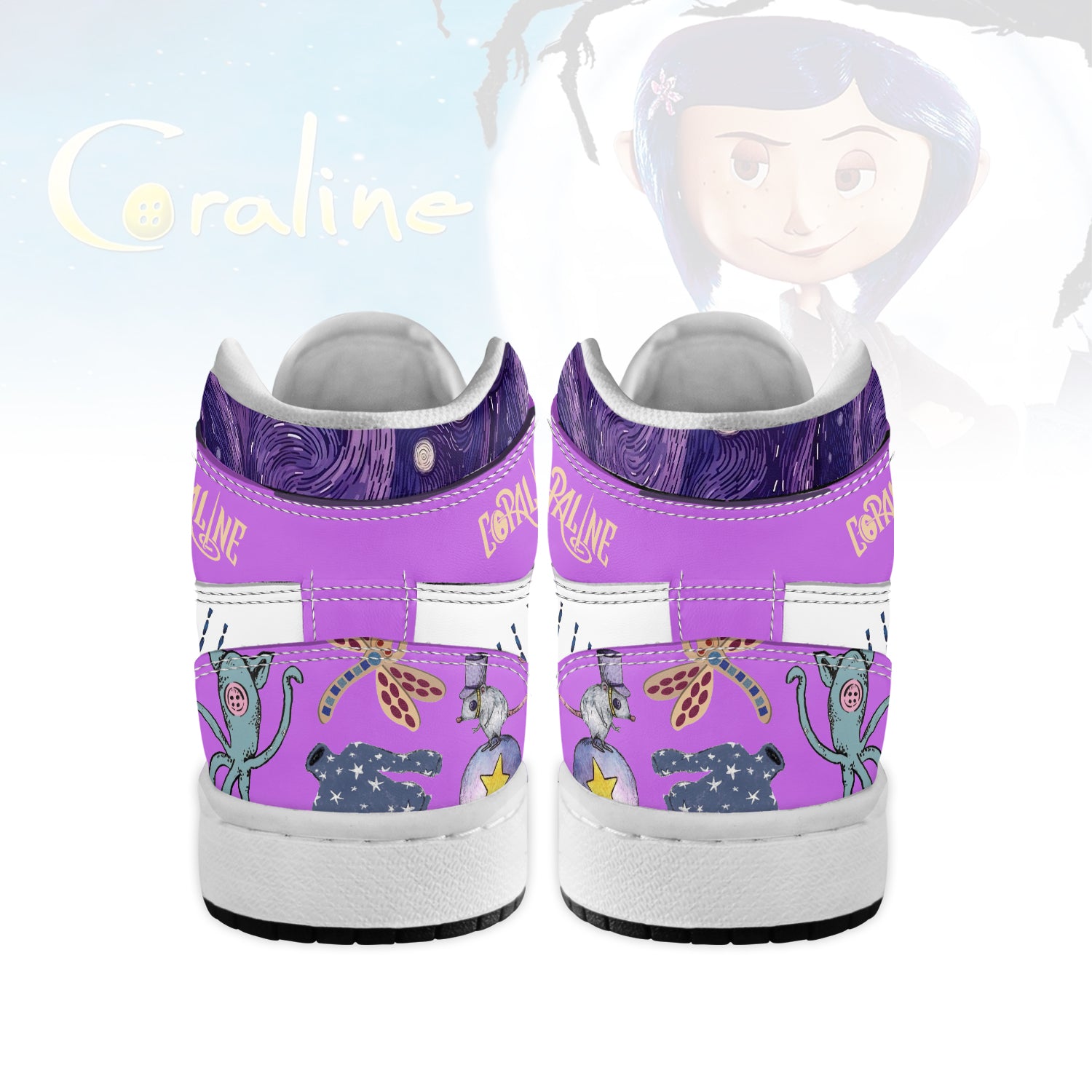 Ideafootwear Coraline x Halloween AJ1 High Sneakers Shoes For Men And Women