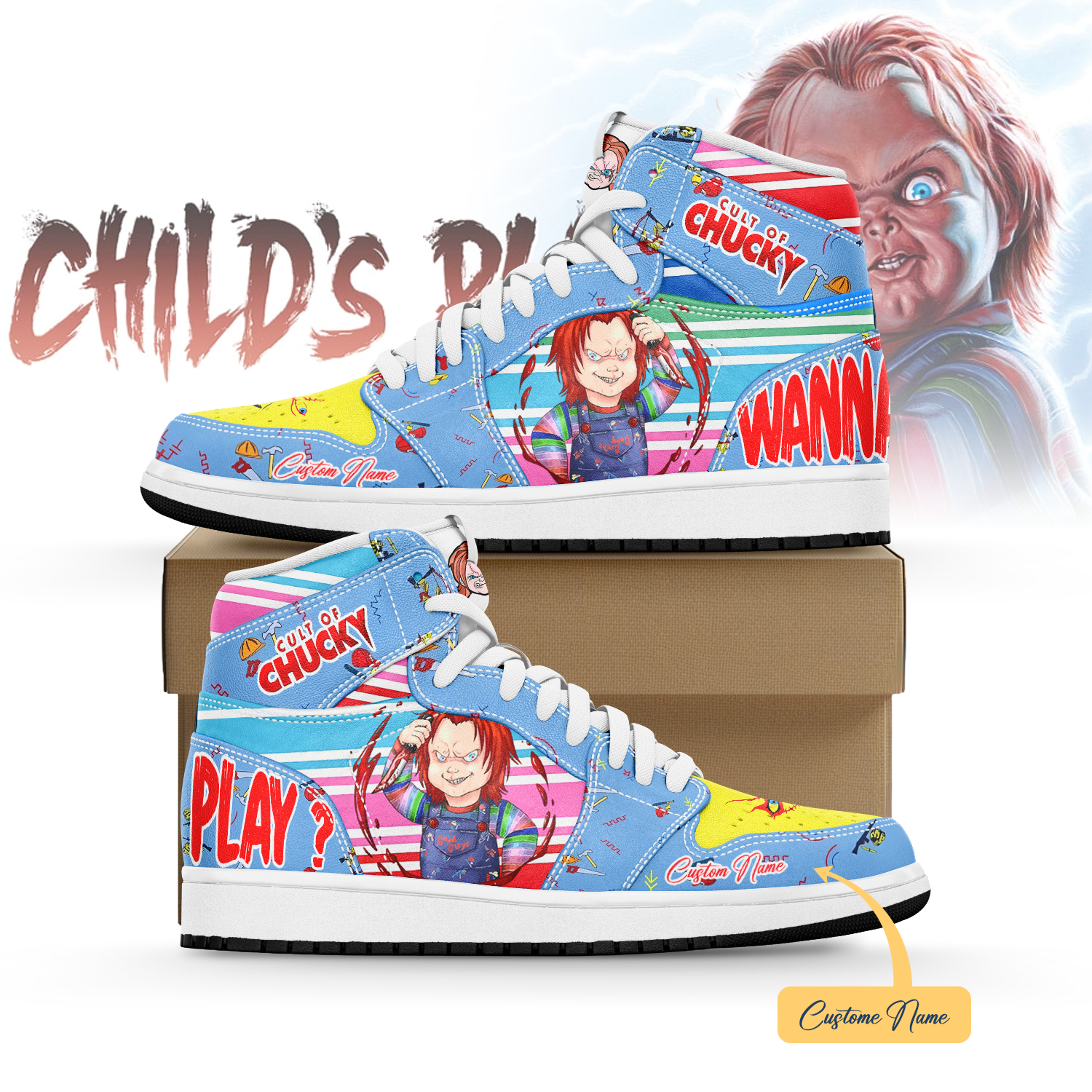 Ideafootwear Cult of Chucky AJ1 High Sneakers Shoes For Men And Women