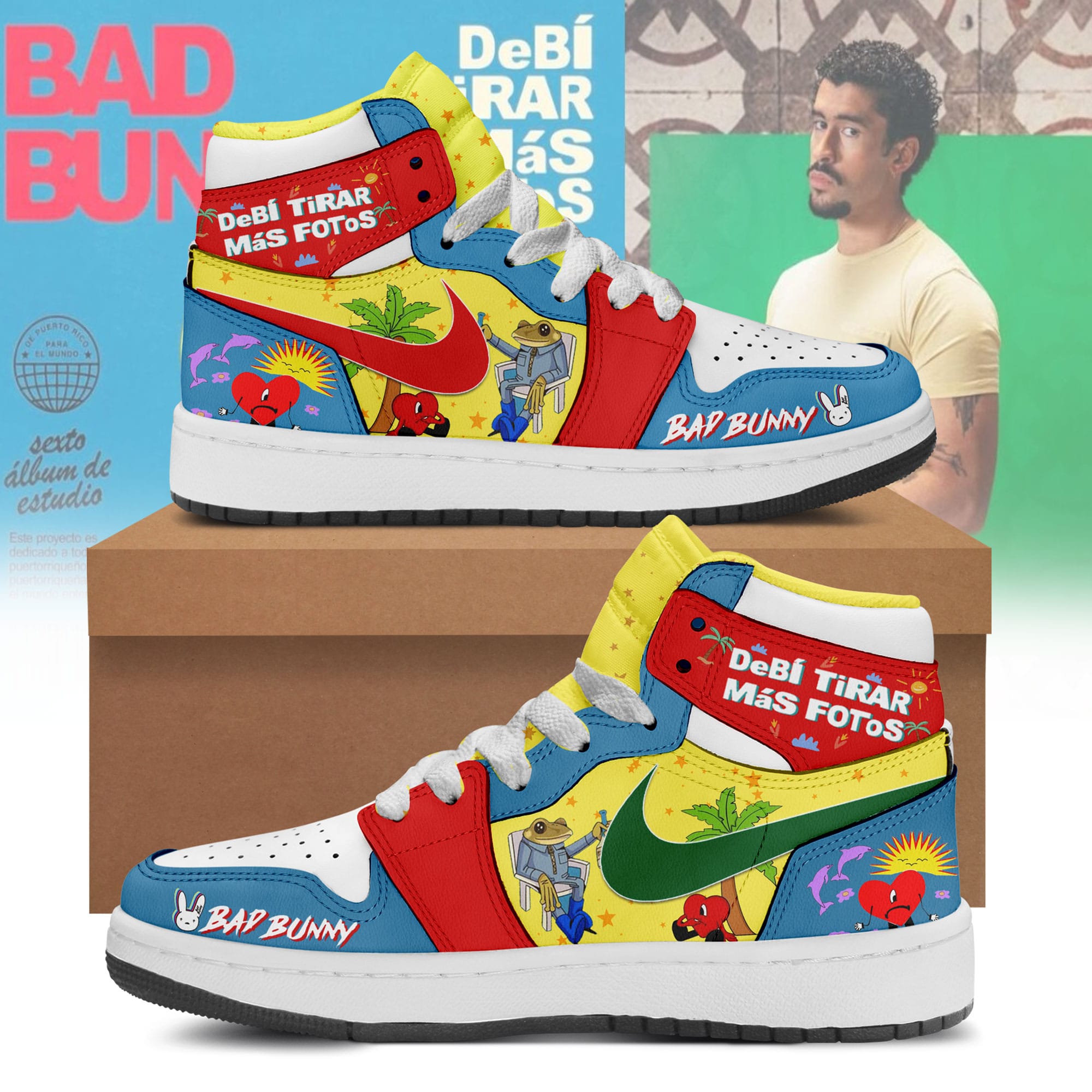 Footgearloker Bad Bunny AJ1 High Sneakers Shoes For Men And Women