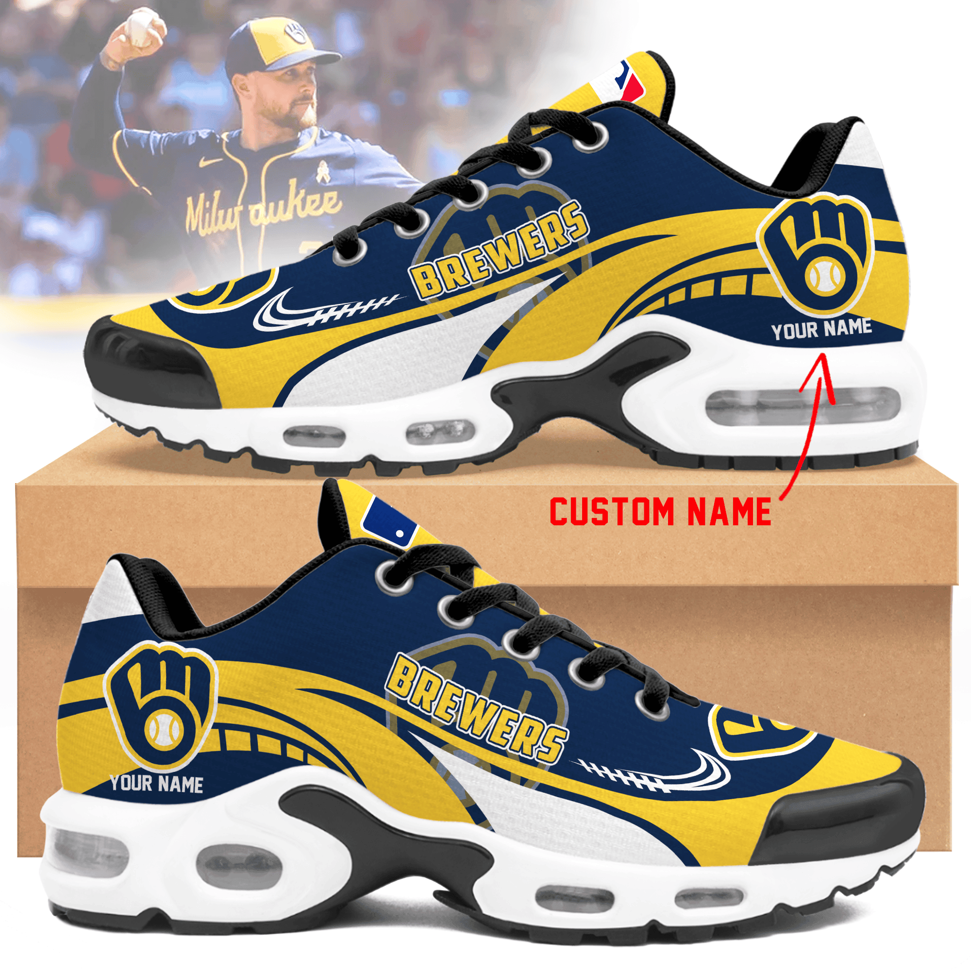 Ideafootwear Milwaukee Brewers TN Shoes Sneakers For Men And Women