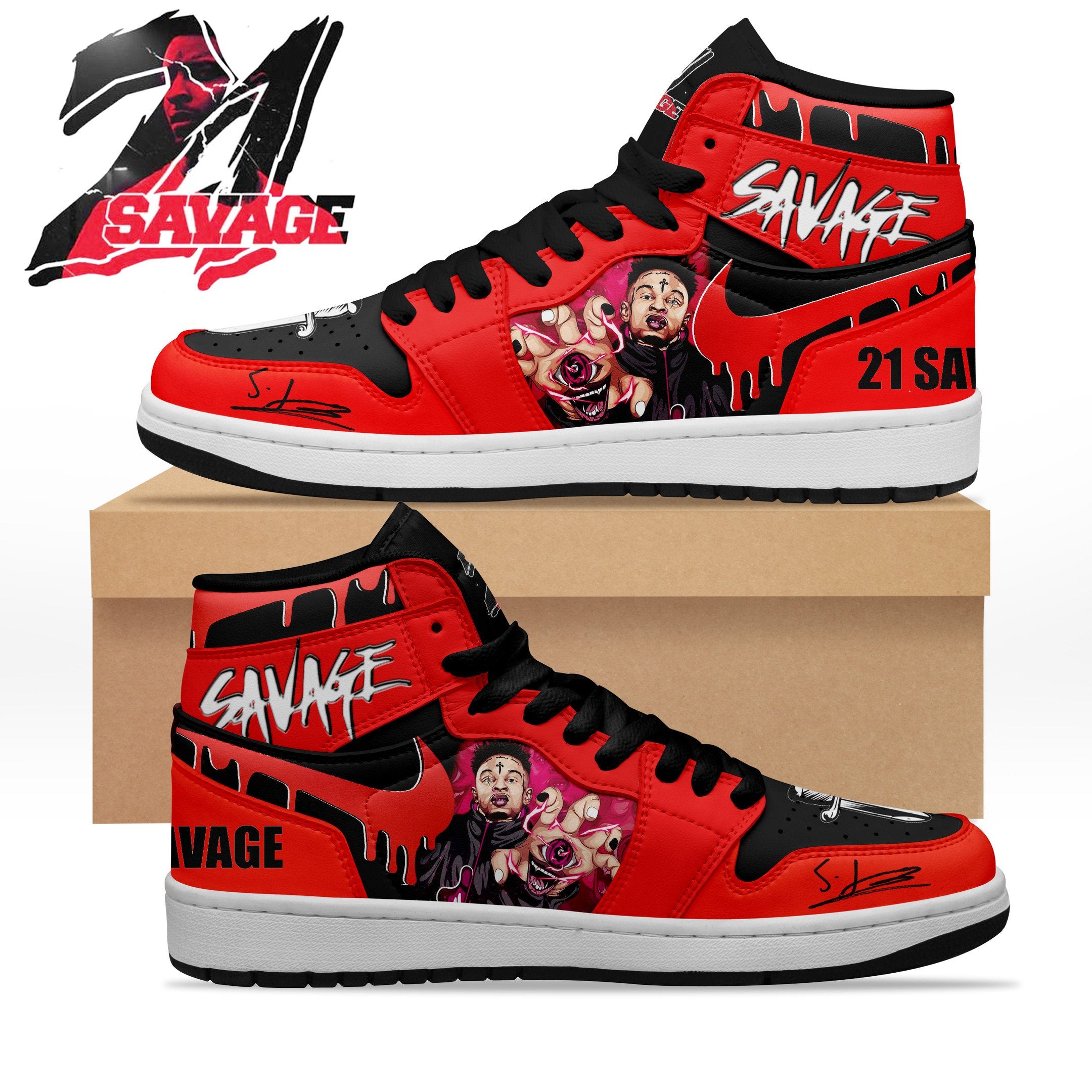 Ideafootwear 21 Savage AJ1 High Sneakers Shoes For Men And Women
