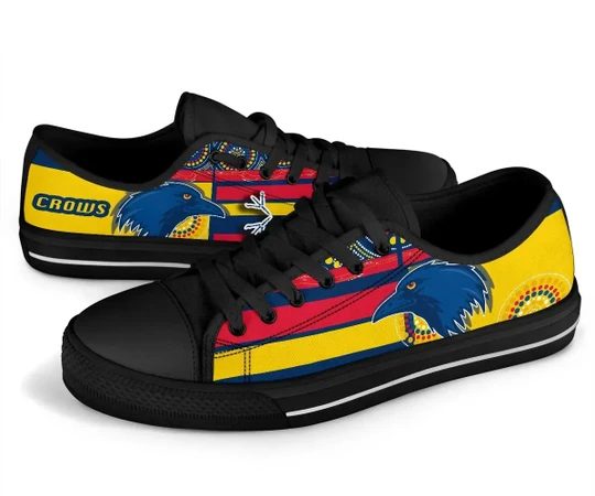 Ideafootwear Adelaide Crows Low Top Canvas Sneakers Shoes For Men And Women