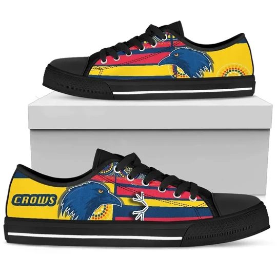 Ideafootwear Adelaide Crows Low Top Canvas Sneakers Shoes For Men And Women
