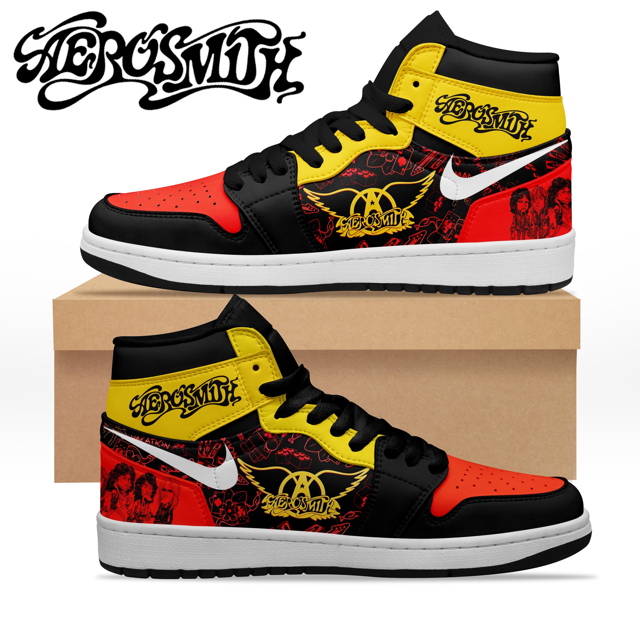 Ideafootwear Aerosmith AJ1 High Sneakers Shoes For Men And Women